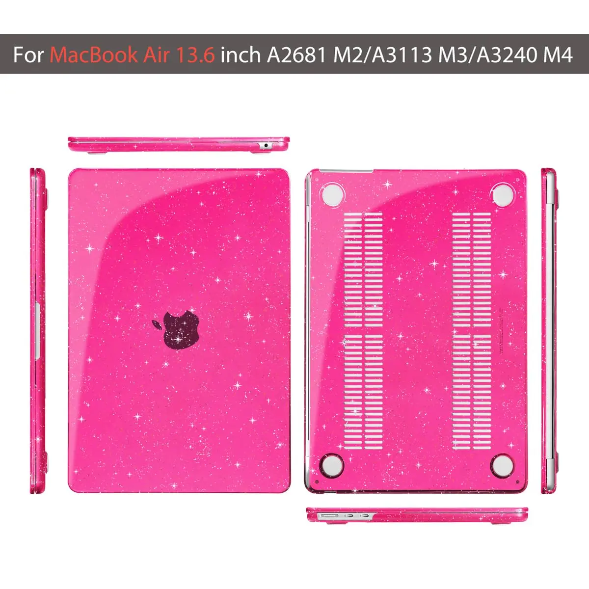 Teryeefi Glitter Hard Case for MacBook Air 13.6 inch M2/M3/M4/M5 Chip (2022-2026) with Keyboard Cover & Screen Protector | Sparkly Rose Pink - view 6