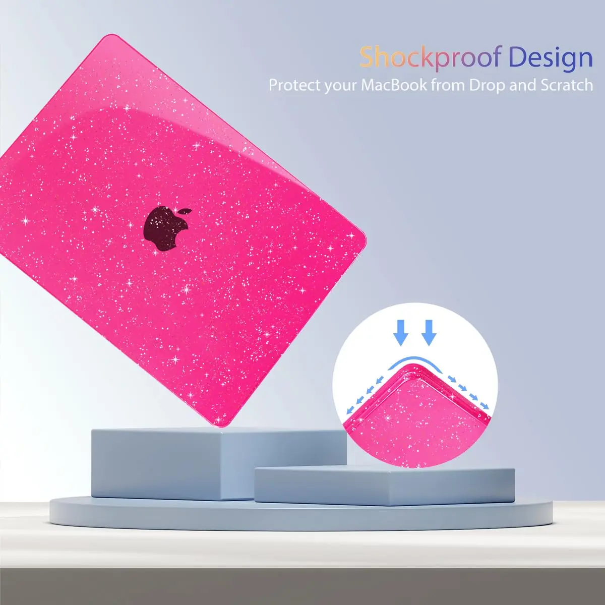 Teryeefi Glitter Hard Case for MacBook Air 13.6 inch M2/M3/M4/M5 Chip (2022-2026) with Keyboard Cover & Screen Protector | Sparkly Rose Pink - view 7