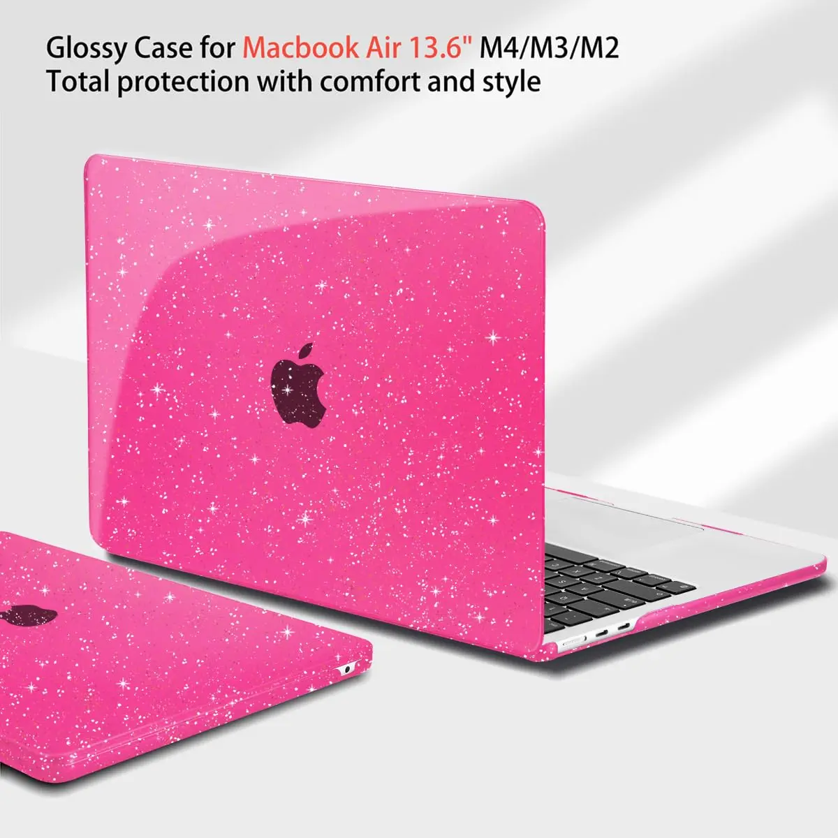 Teryeefi Glitter Hard Case for MacBook Air 13.6 inch M2/M3/M4/M5 Chip (2022-2026) with Keyboard Cover & Screen Protector | Sparkly Rose Pink - view 4