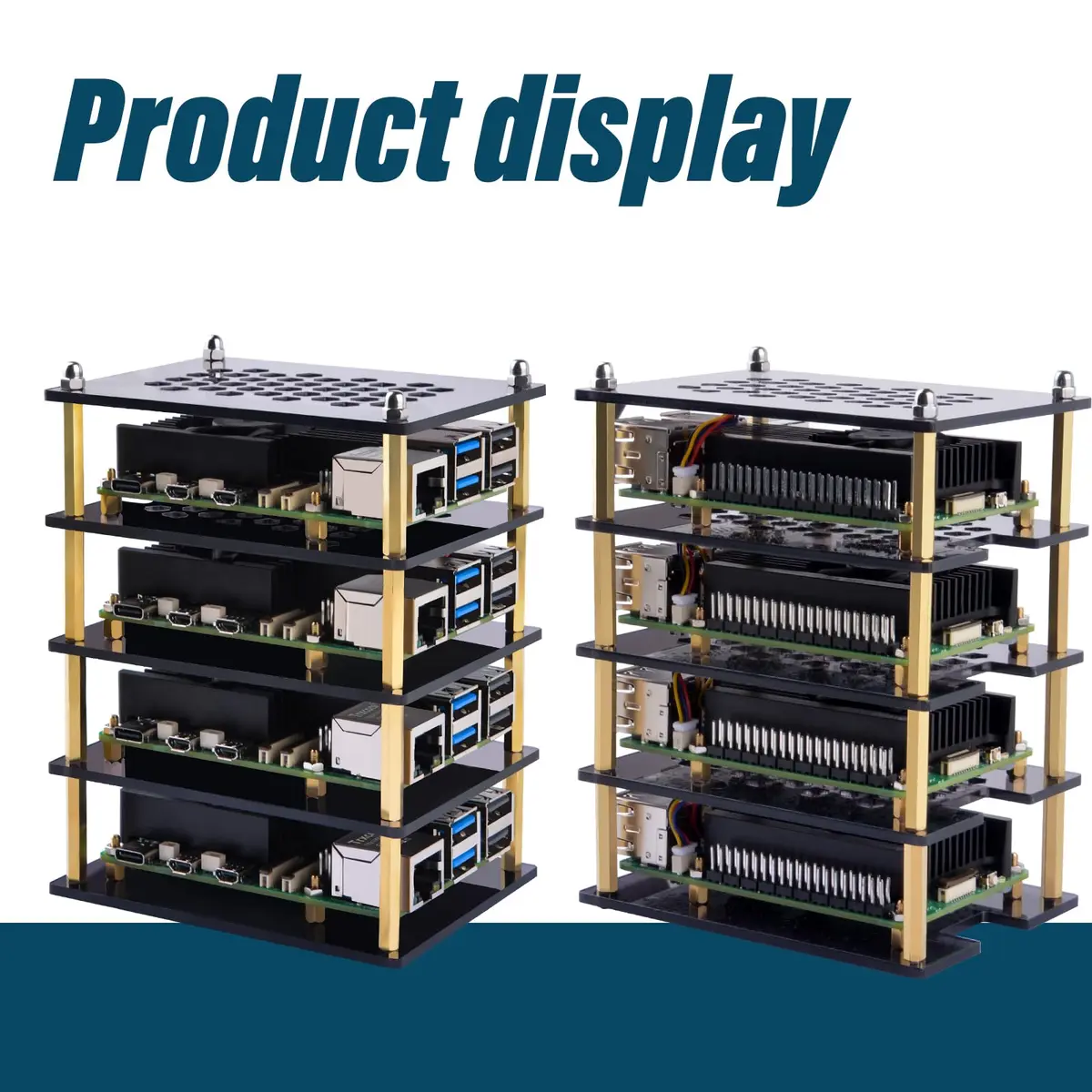 GeeekPi 4 Layers Cluster Case for Raspberry Pi 5 | Stackable Case with 4PCS Armor Lite V5 Active Cooler (8GB/4GB) - view 2