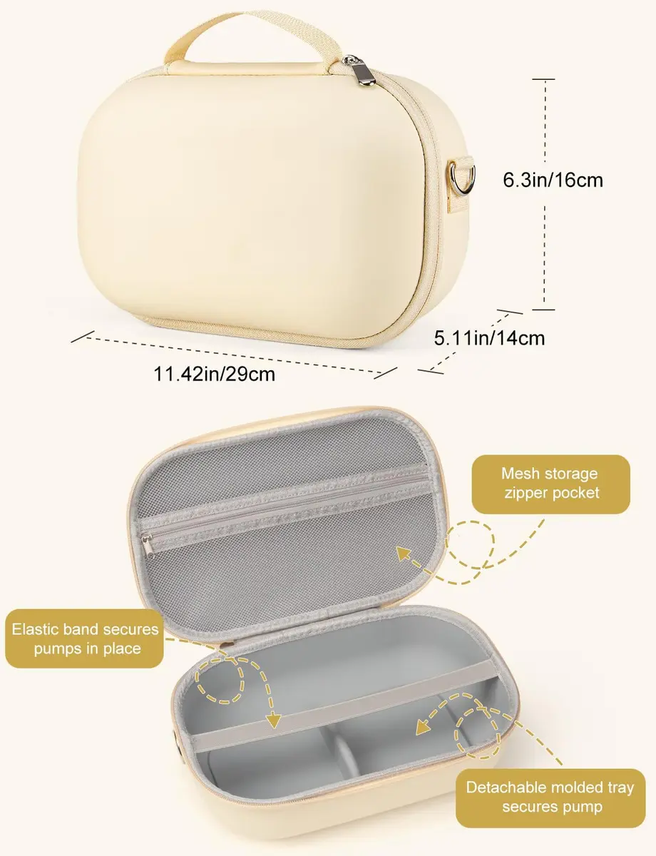 Bjabtan Wearable Breast Pump Bag with Nipple Ruler & Tray | Yellow, Holds 2 Pumps - view 3