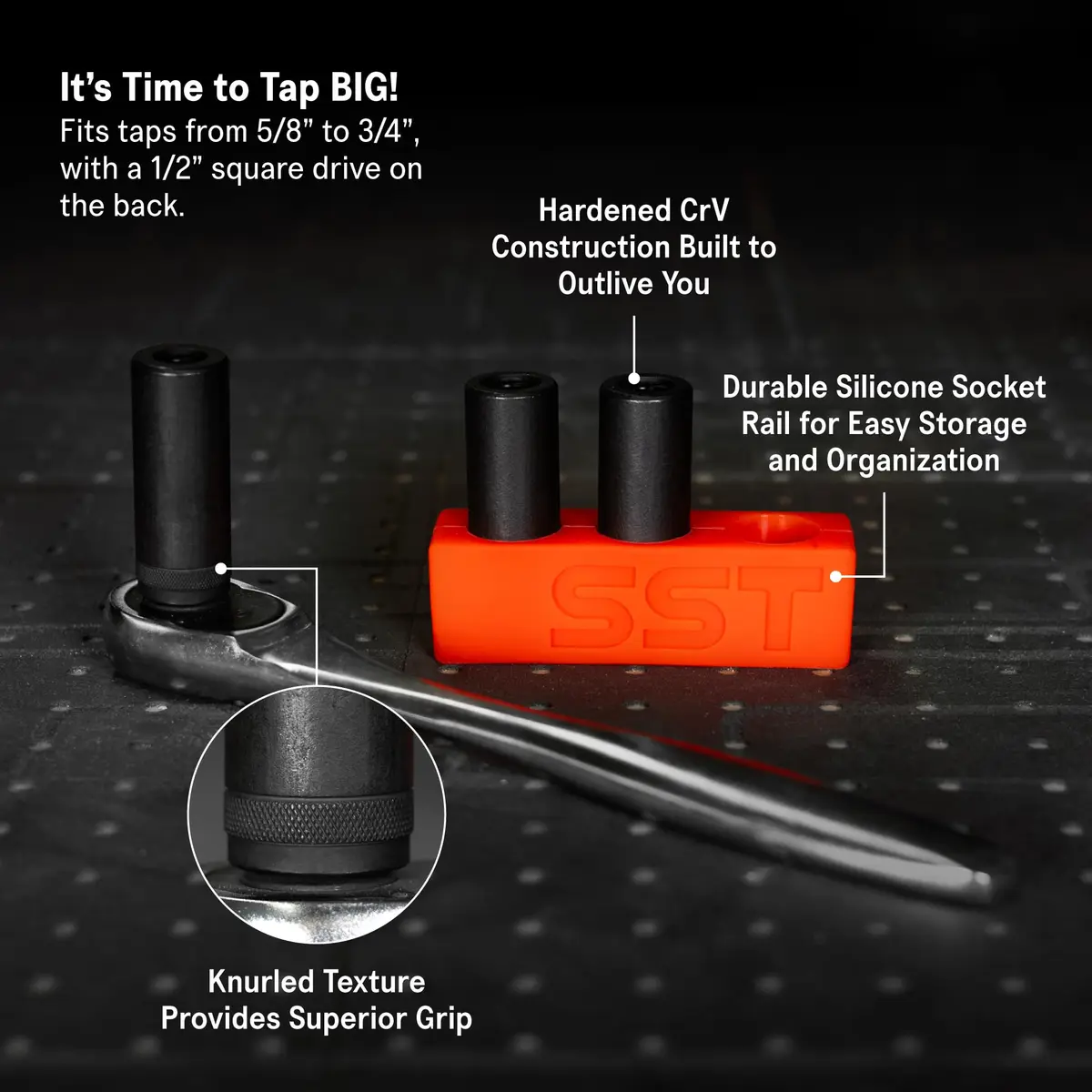 Stupid Simple Tools Tap Socket Wrench Adapter Set - 3-Piece Set - Fits Taps Up to 3/4" - 1/2" Drive - view 2
