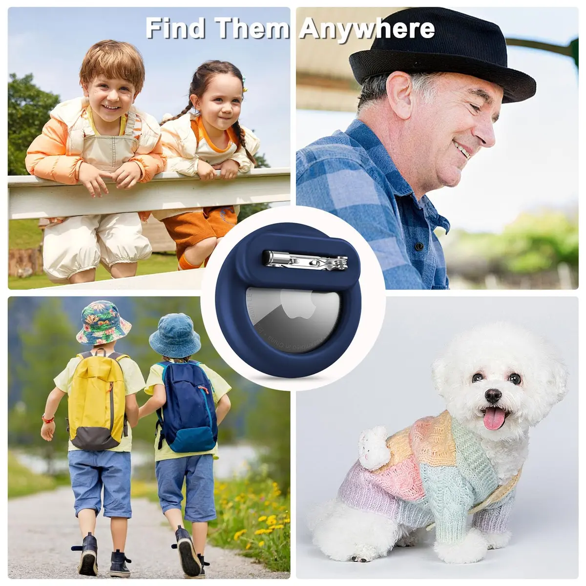 PerfiPro AirTag Holder for Kids 2 Pack Hidden Safety Pin Case Lightweight Anti-Lost - view 6