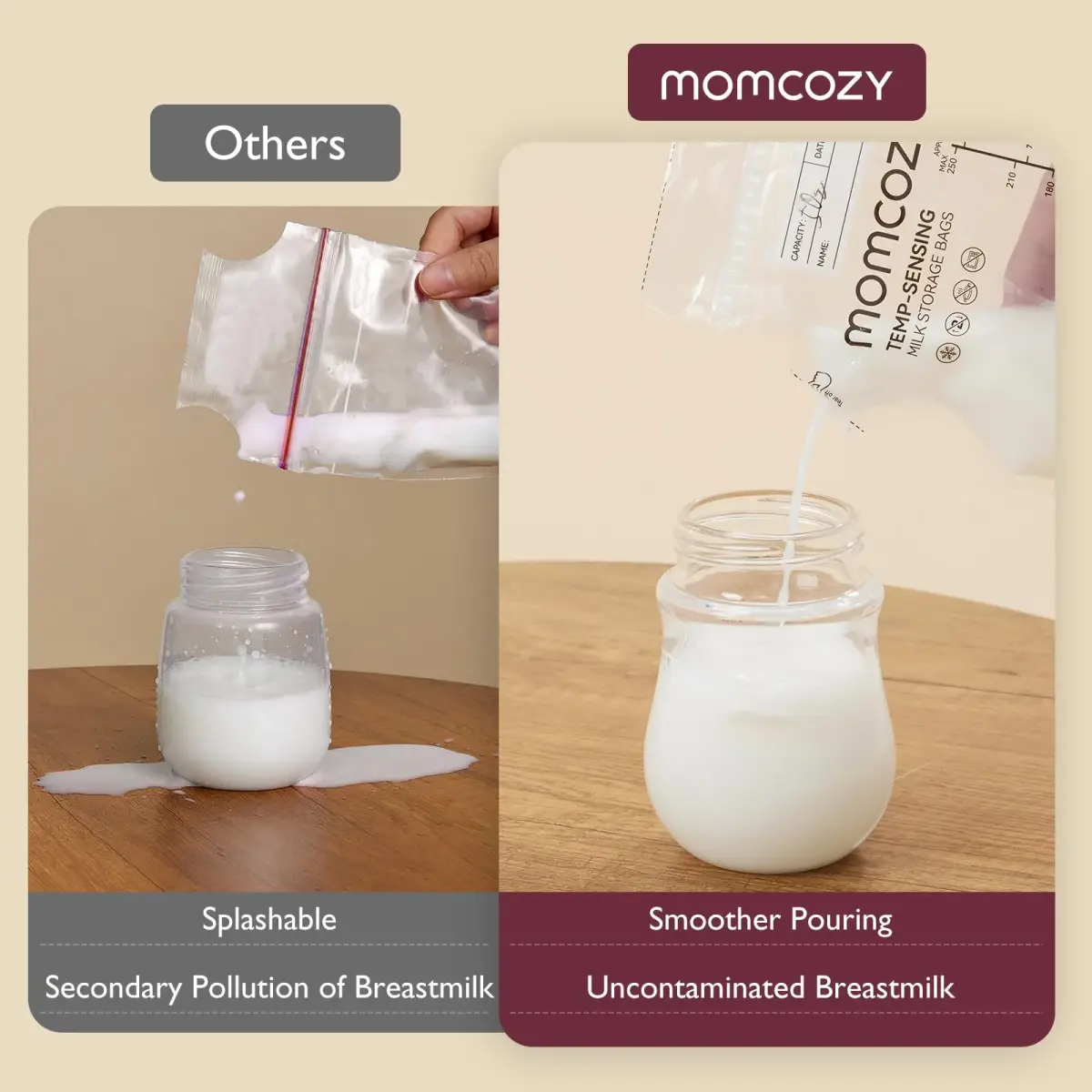Momcozy 8oz (240ml) Breastmilk Storage Bags | Temp-Sensing & Pour Spout, 120 Count - view 3