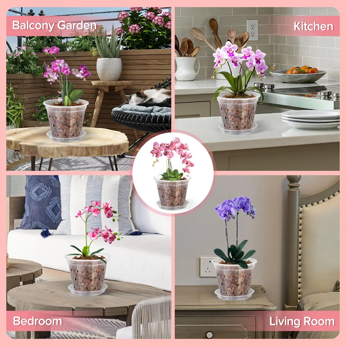 FUIJOL Orchid Pot 4 Inch Clear | Breathable Plastic Planter with Drainage - view 5
