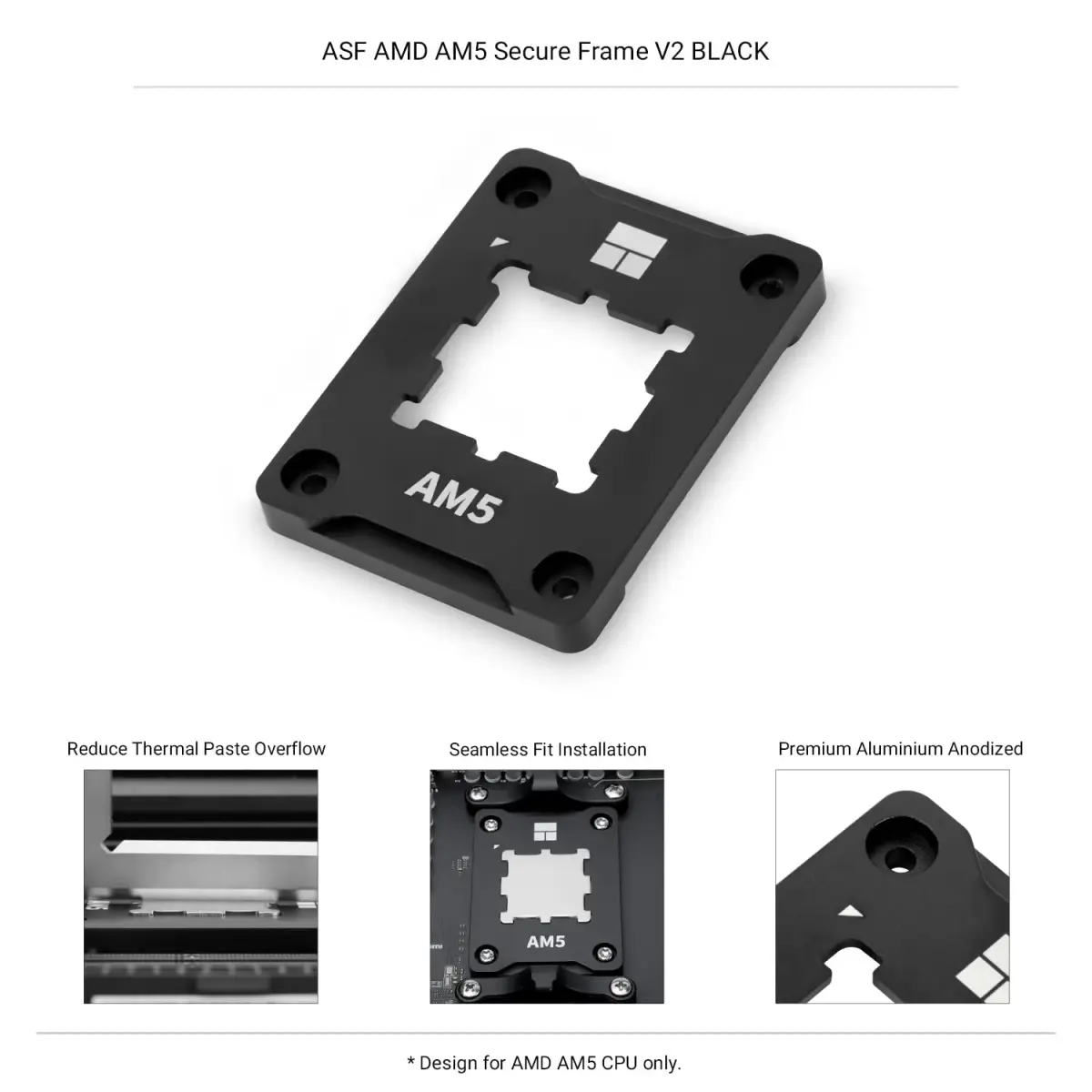 Thermalright ASF Black V2 AM5 CPU Holder | Corrective Anti-Bending Fixing Frame for AMD AM5 Socket - view 2