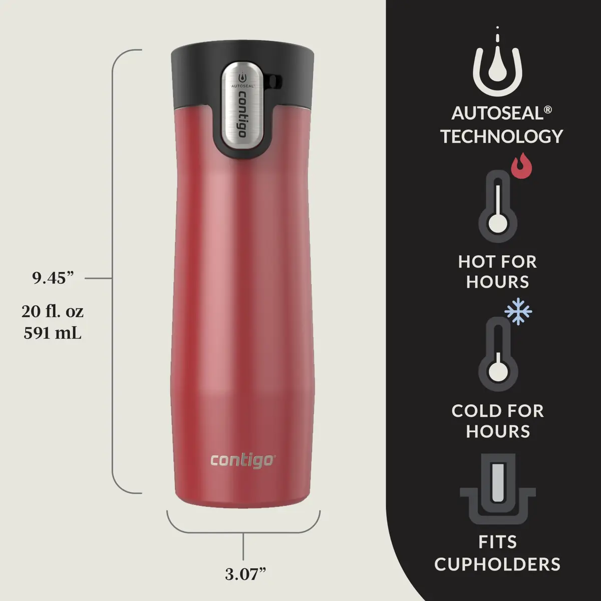 Contigo West Loop 20 oz Thermos Vacuum-Insulated Stainless Steel Travel Mug 2 Pack - view 2