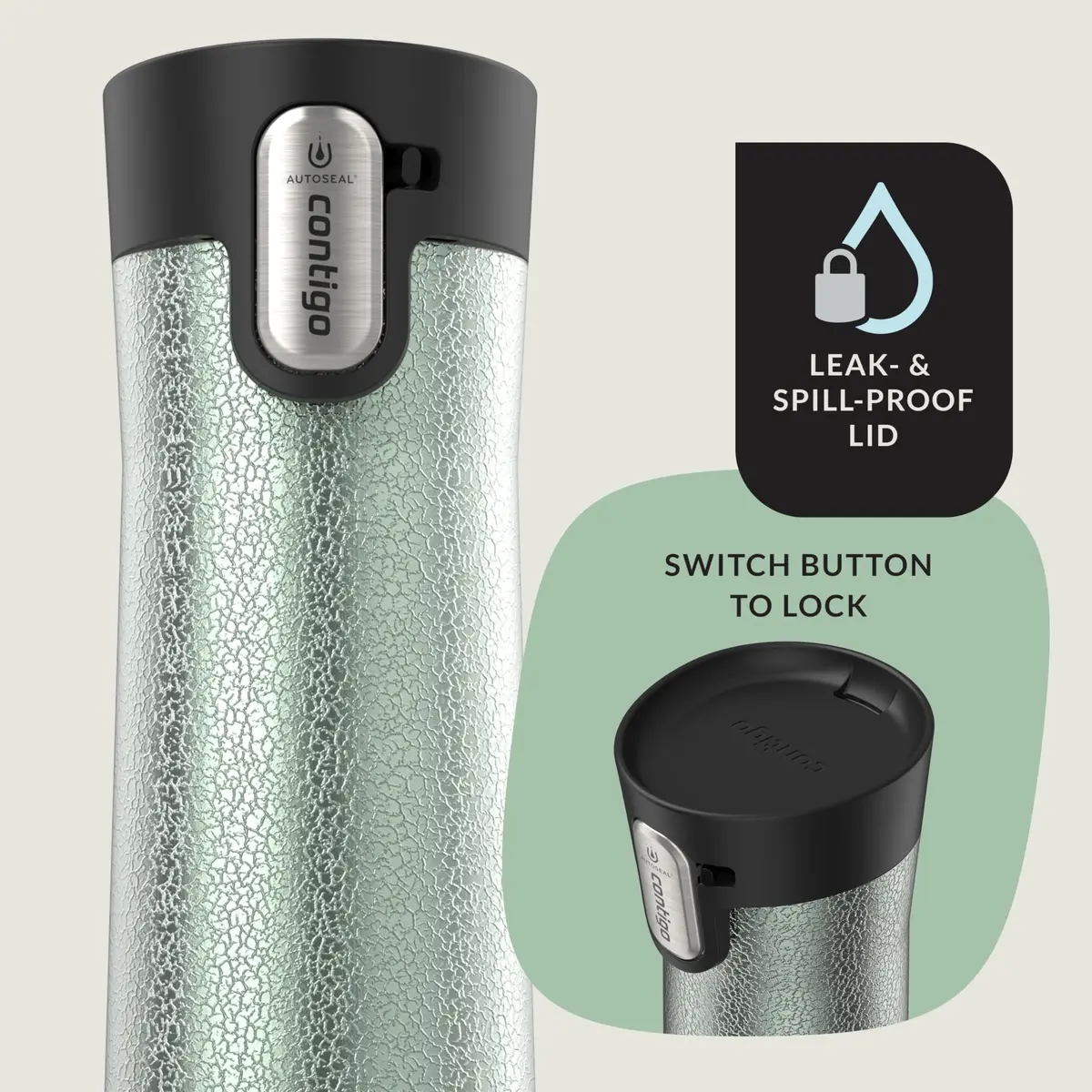 Contigo AUTOSEAL West Loop Vacuum-Insulated Stainless Steel Travel Mug 710ml (24 oz) Crystal Agave | Keeps Drinks Hot 16 Hrs, Cold 32 Hrs - view 3