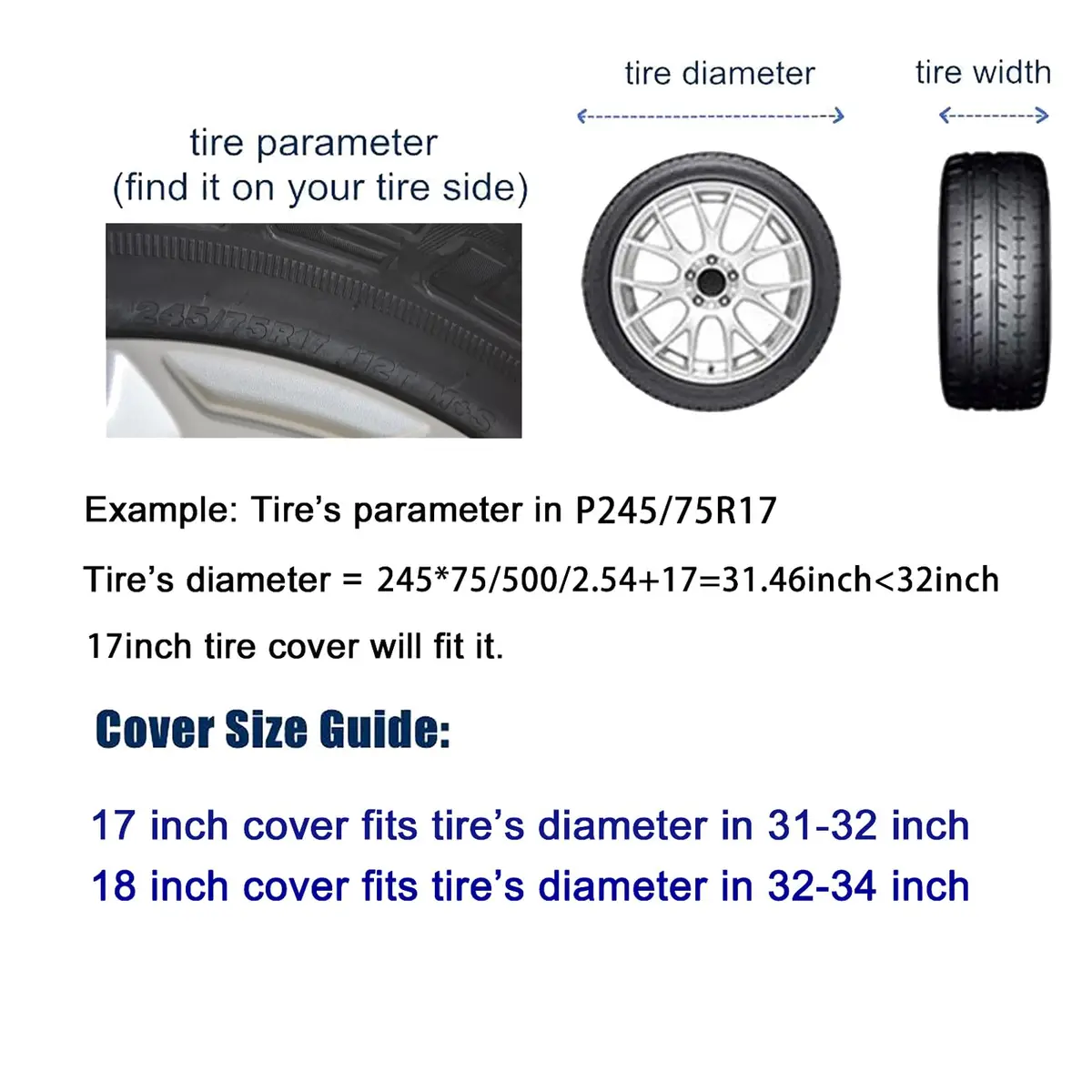 IUSCUST Compass Rose Spare Tire Cover with Backup Camera Hole for Wrangler JL 18" (32"-34" Diameter) | Protects Spare Tire from Elements - view 10