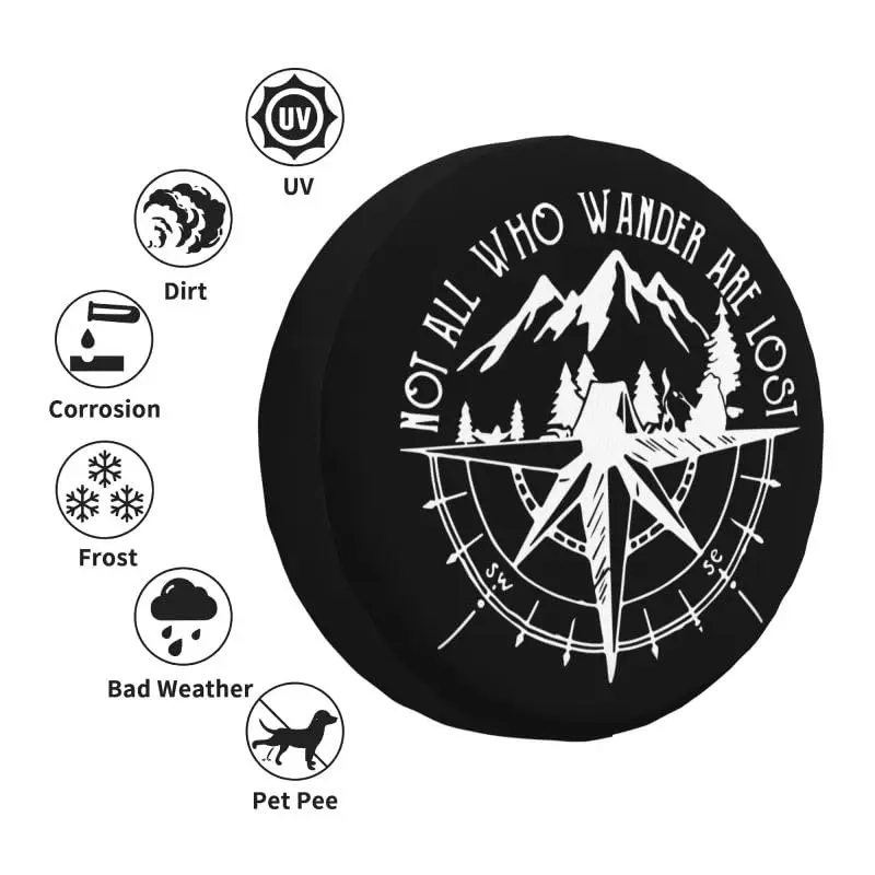 IUSCUST Compass Rose Spare Tire Cover with Backup Camera Hole for Wrangler JL 18" (32"-34" Diameter) | Protects Spare Tire from Elements - view 3
