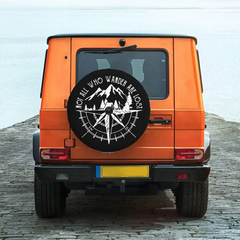 IUSCUST Compass Rose Spare Tire Cover with Backup Camera Hole for Wrangler JL 18" (32"-34" Diameter) | Protects Spare Tire from Elements - view 6