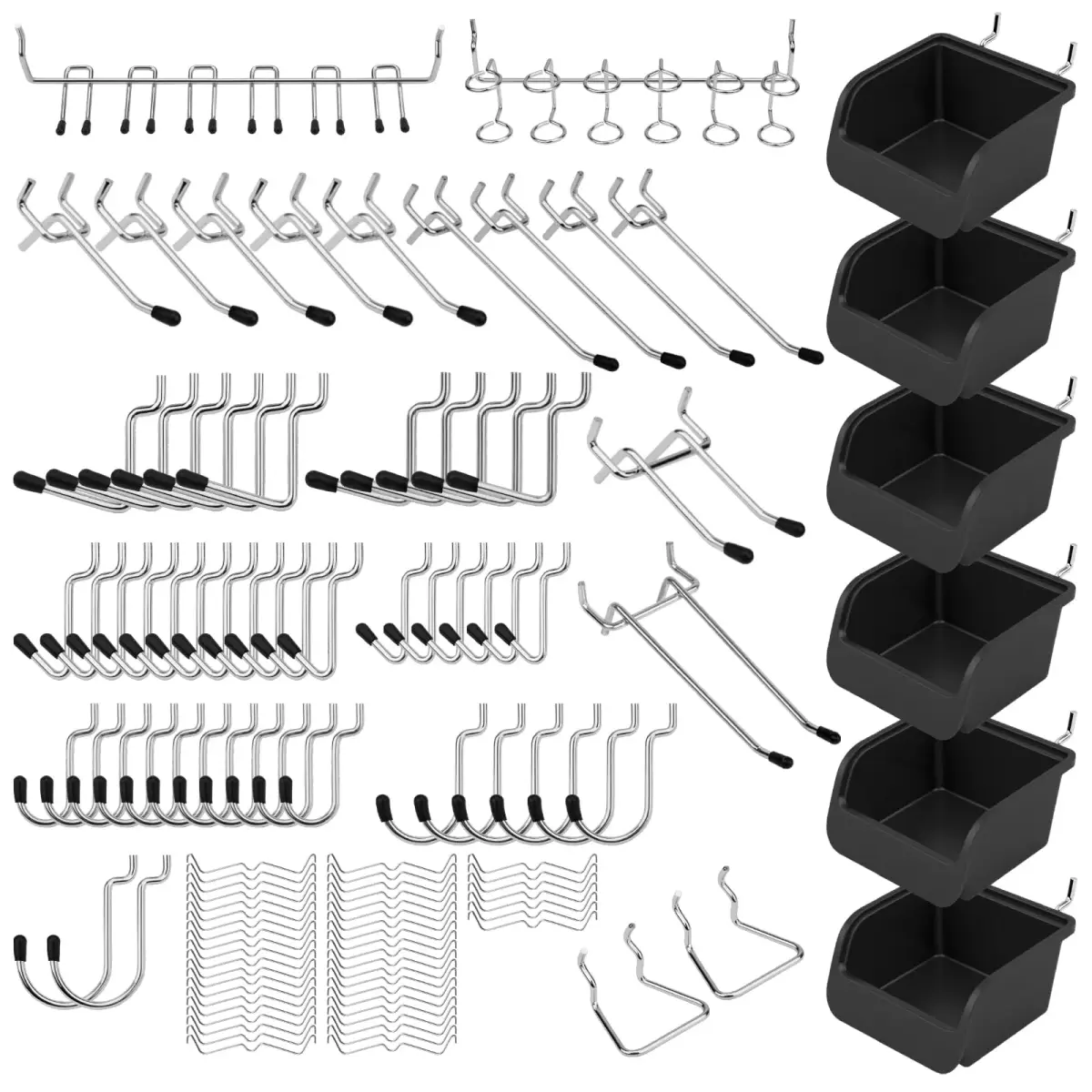 SEDY 121-Piece Pegboard Hooks Set with Bins & Utility Hangers | Black Metal Organizer for Garages & Workshops - main product image