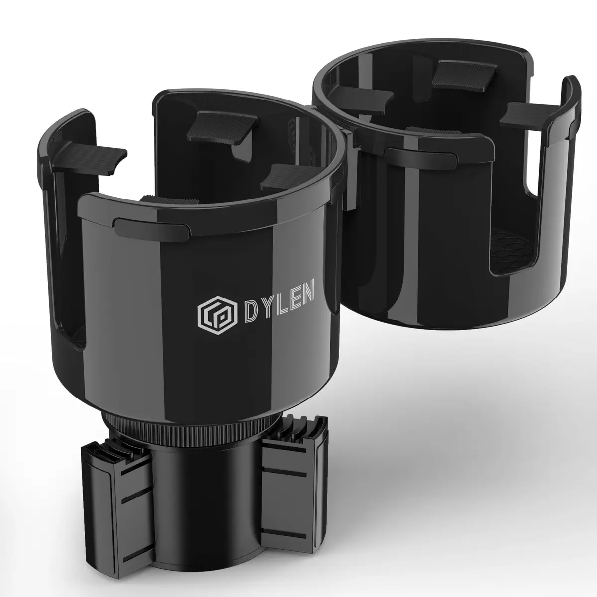 DYLEN 2-in-1 Car Cup Holder Expander with Organizer Tray & Adjustable Base | Black - main product image