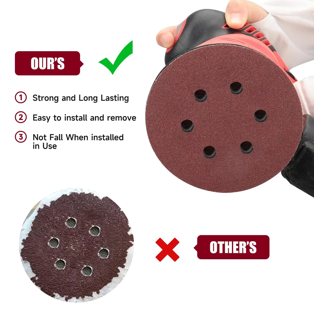 POTUINOM 100 PCS 6 Inch (150mm) Sanding Discs Hook & Loop Aluminum Oxide Grit Assortment | Random Orbital Sander Sandpaper - view 7