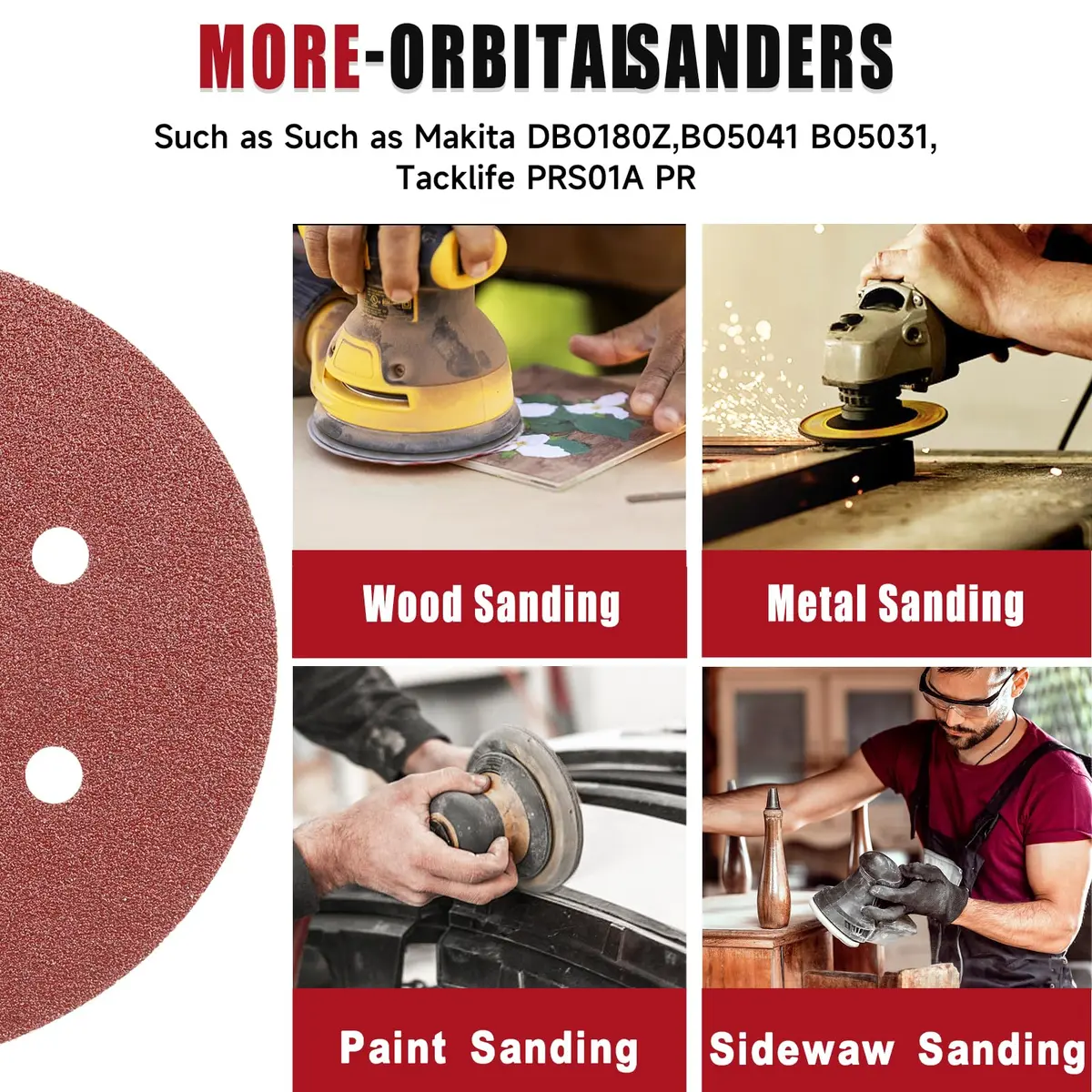 POTUINOM 6 Inch Sanding Discs 150mm (100-Pack) | 2000 Grit Aluminum Oxide Hook & Loop for Orbital Sanders - view 3