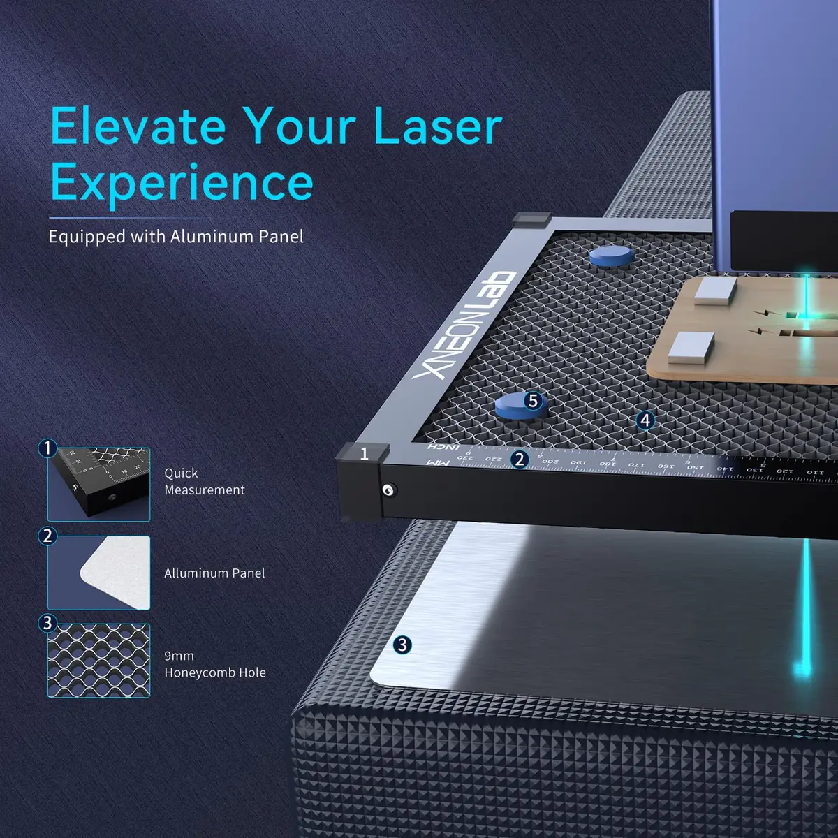 XNEONLab Honeycomb Laser Bed 400x400mm (15.75x15.75in) | Aluminum Panel for Laser Engravers - view 2