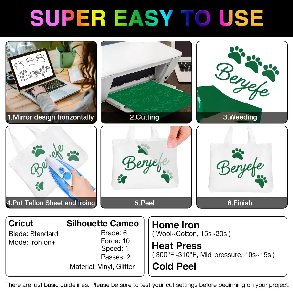 TORC 3D Puff HTV Heat Transfer Vinyl 12" x 10" (30.5cm x 25.4cm) 10-Sheet Pack | Assorted Colors for DIY Apparel - view 5