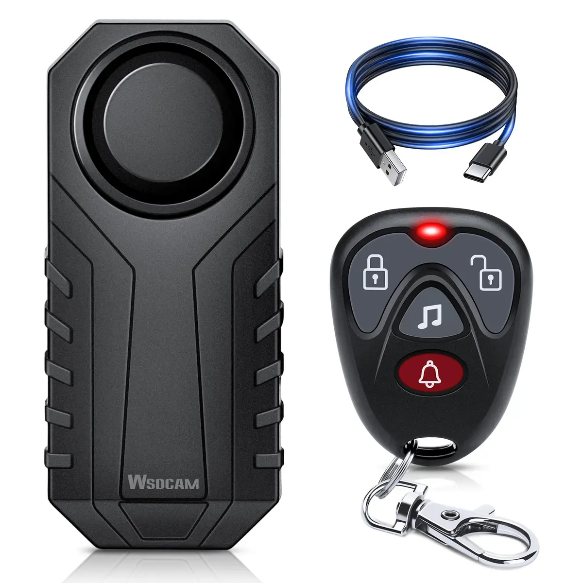 WSDCAM Wireless Bike Alarm with Remote, Rechargeable 113dB Loud Bicycle Alarm System Anti Theft, IP65 Waterproof, 1-Pack - main product image