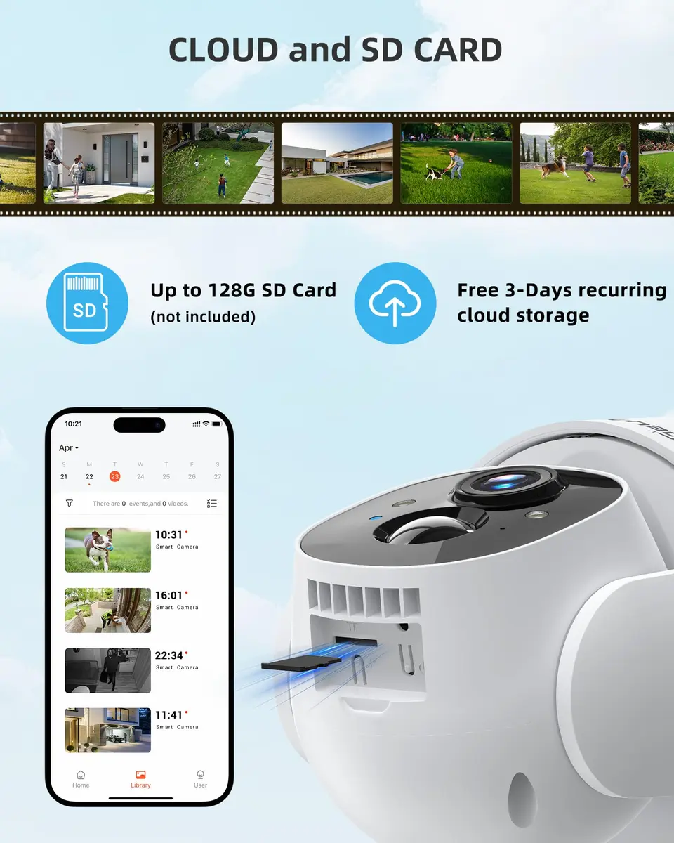 Techage Wireless Outdoor Security Camera 2K | Full-Color Night Vision, Solar Powered, IP66 Waterproof - view 6