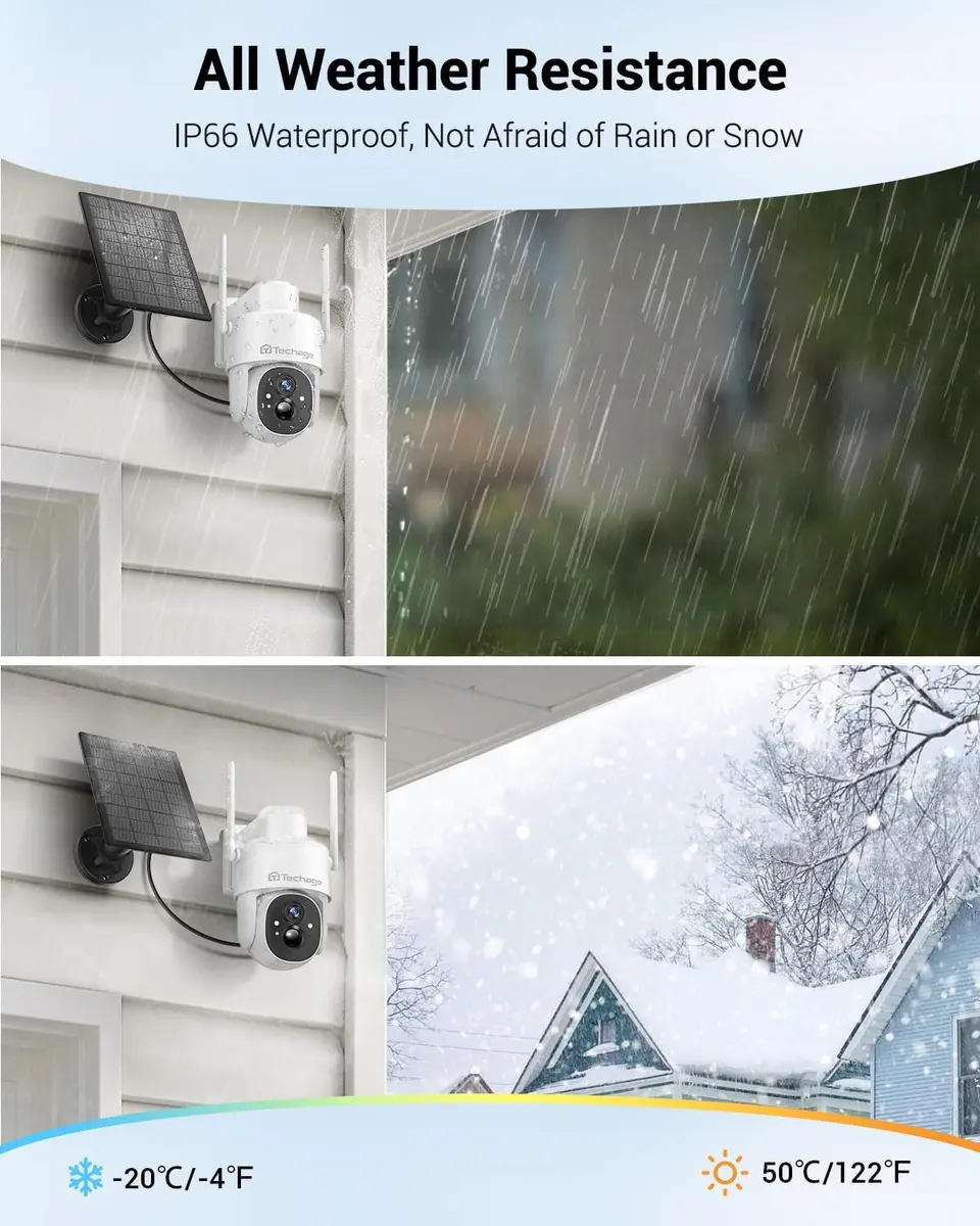 Techage Wireless Outdoor Security Camera 2K | Full-Color Night Vision, Solar Powered, IP66 Waterproof - view 8