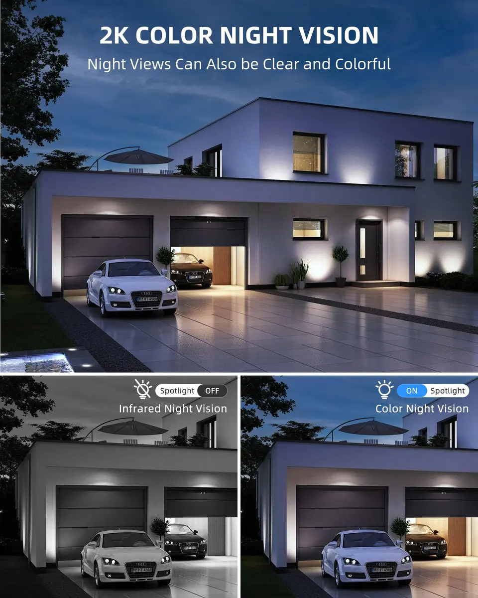 Techage Wireless Outdoor Security Camera 2K | Full-Color Night Vision, Solar Powered, IP66 Waterproof - view 3