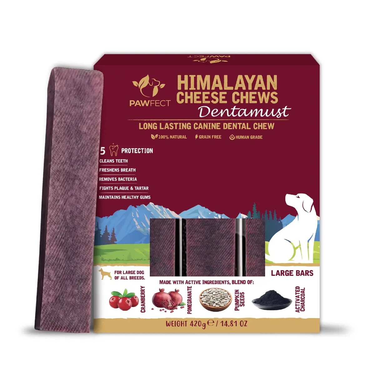 Pawfect Himalayan Cheese Dental Chew with Superfoods for Dogs | Long Lasting, Grain-Free, High Protein (420g/14.81oz) - main product image