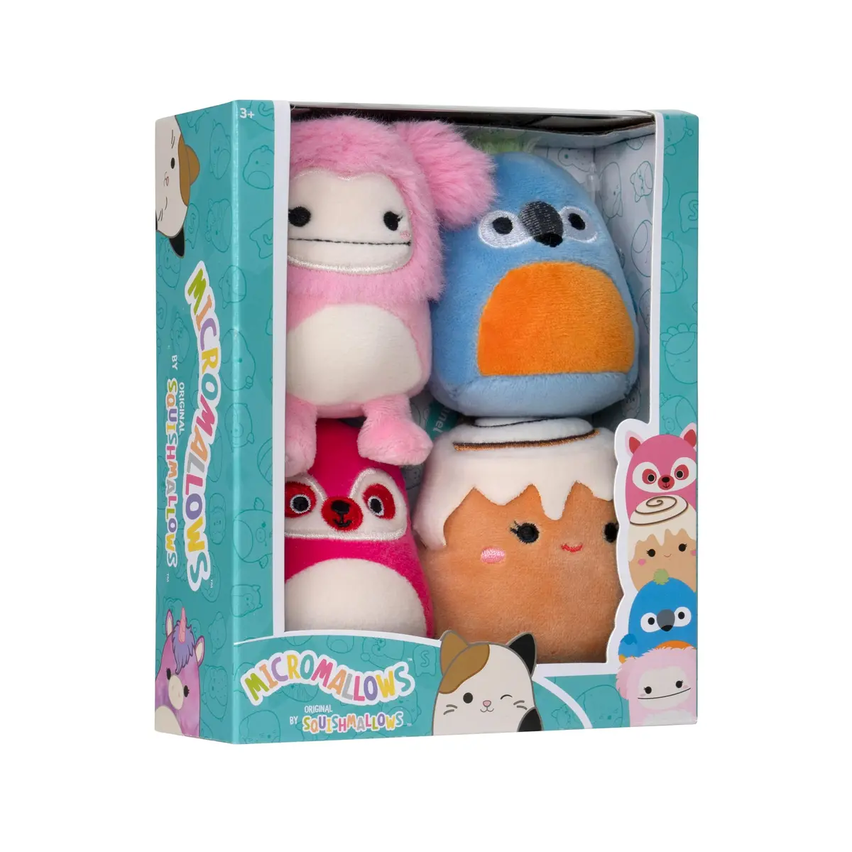 Squishmallows Micromallows 4-Pack – Brina Bigfoot, Chanel Cinnamon Roll, Lucia Lemur, Tenise Parrot | Tiny Plush Collectibles - view 3