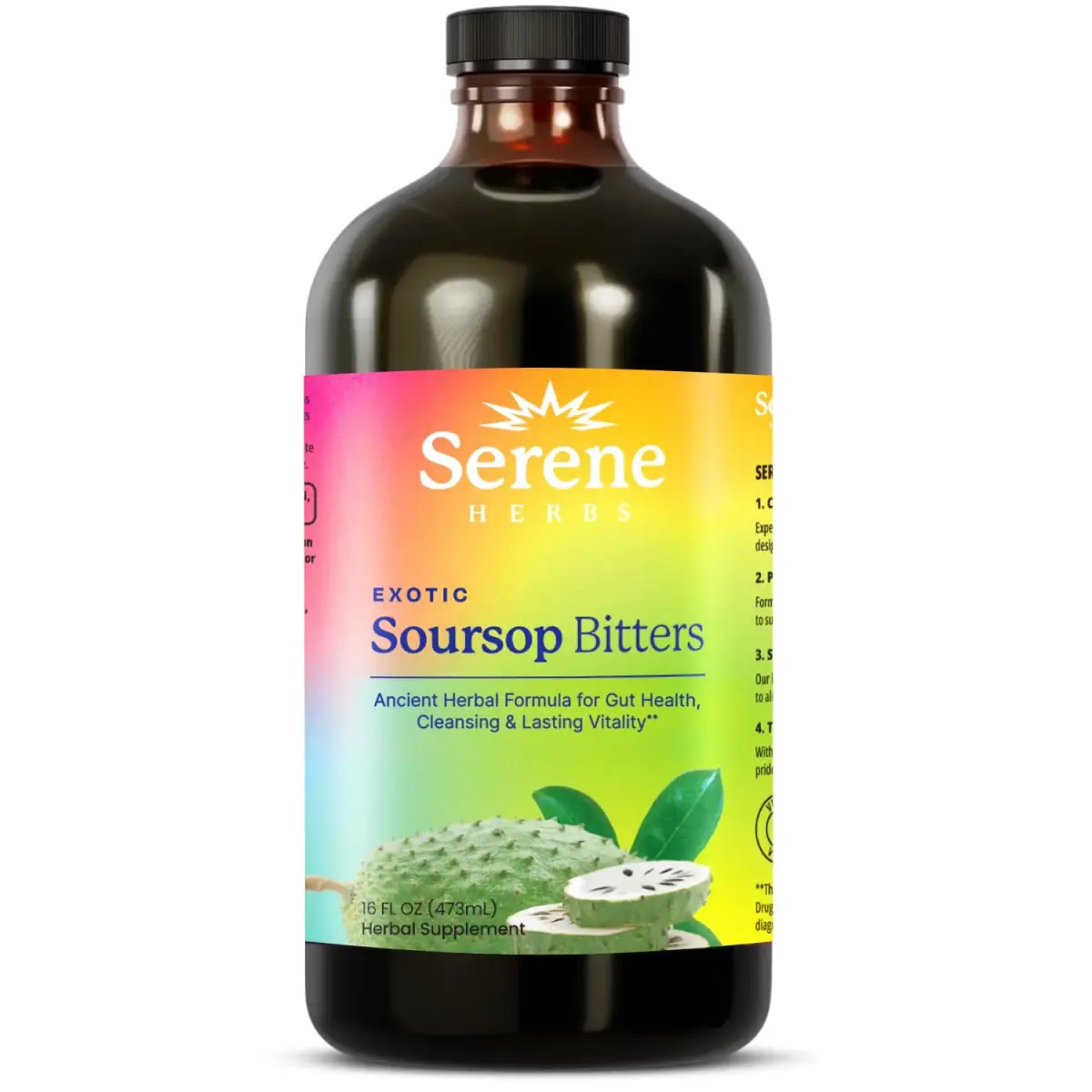 Serene Herbs Soursop Bitters Liquid 473ml (16 Fl Oz) | Gut Cleanse & Detox - main product image