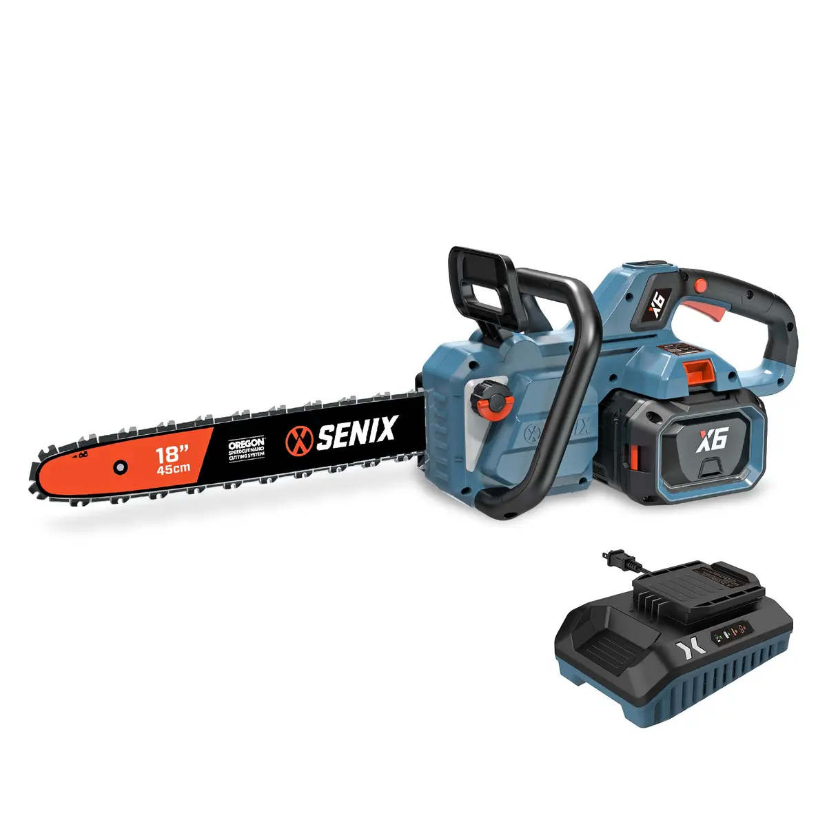 SENIX Cordless Chainsaw 60V 18" Battery Garden Tool | Ultra-High Chain Speed, Brushless Motor, ECO Mode - main product image