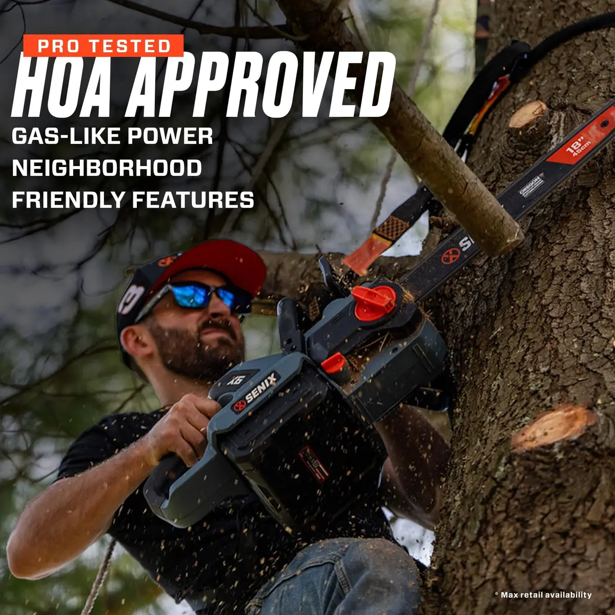 SENIX Cordless Chainsaw 60V 18" Battery Garden Tool | Ultra-High Chain Speed, Brushless Motor, ECO Mode - view 3