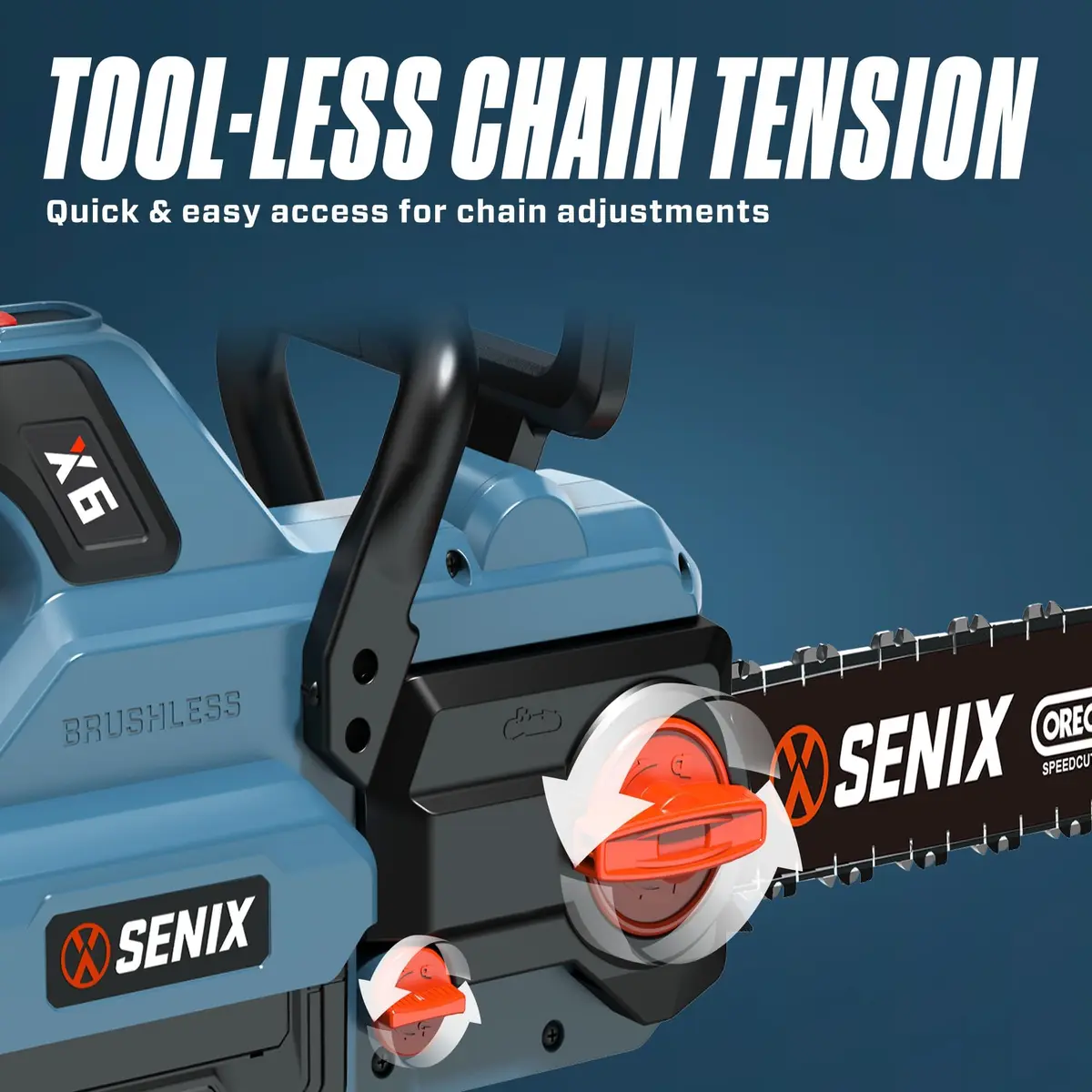 SENIX Cordless Chainsaw 60V 18" Battery Garden Tool | Ultra-High Chain Speed, Brushless Motor, ECO Mode - view 4