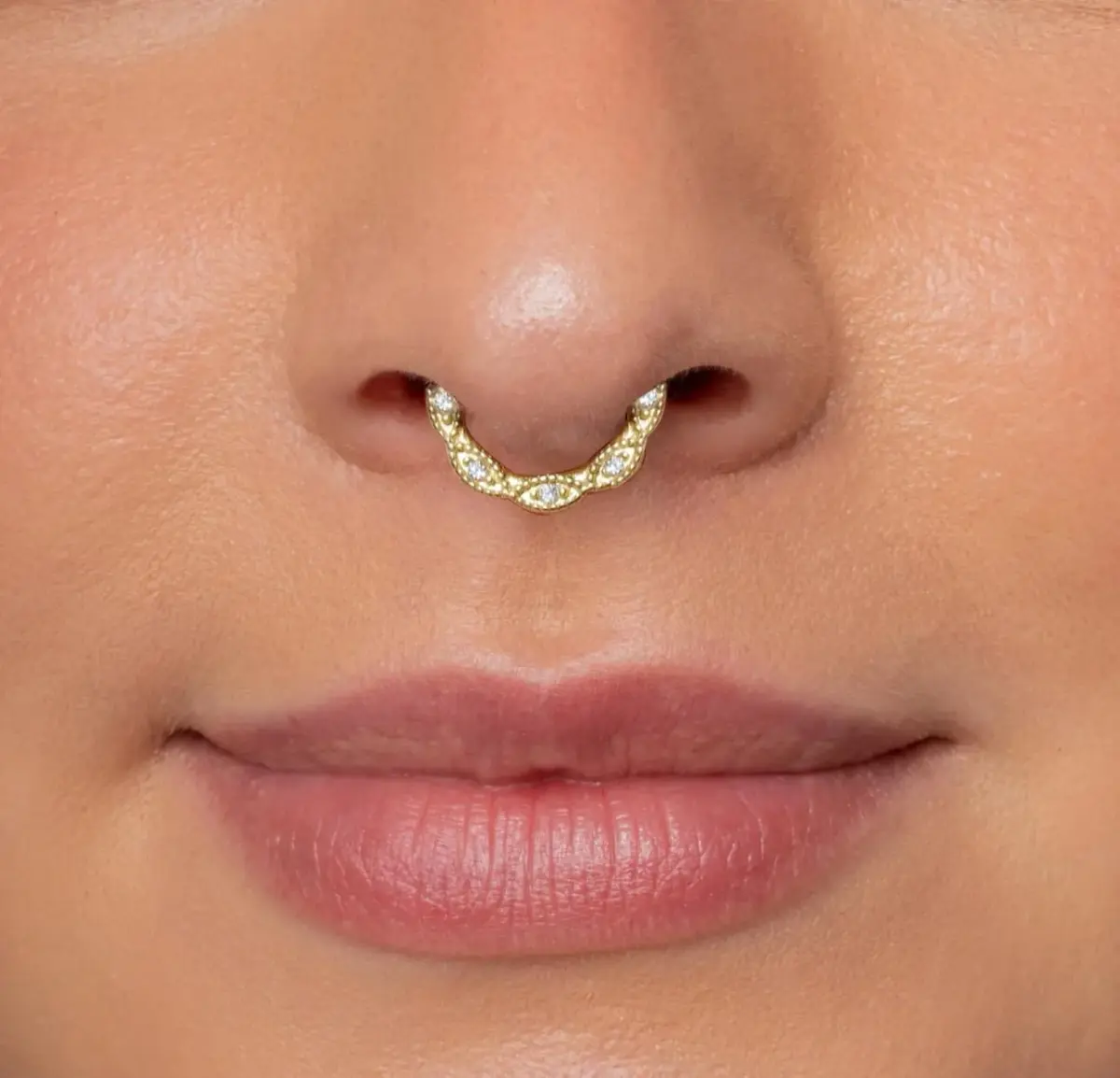 NONTAI 16G Flower Daith Hoop Earring Septum Clicker 8mm (0.31 inch) | Hinged Seamless Clicker Ring - view 2