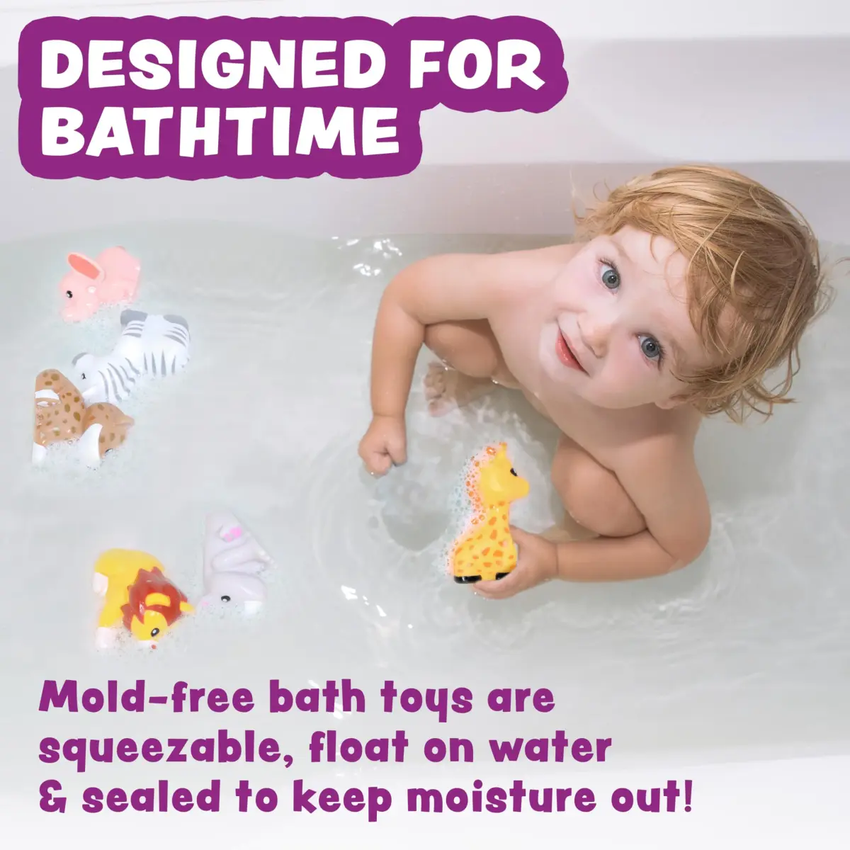 Tub Works Savanna Mold Free Bath Toys 6 Pack | Sealed, No Hole Design Keeps Moisture Out - view 2