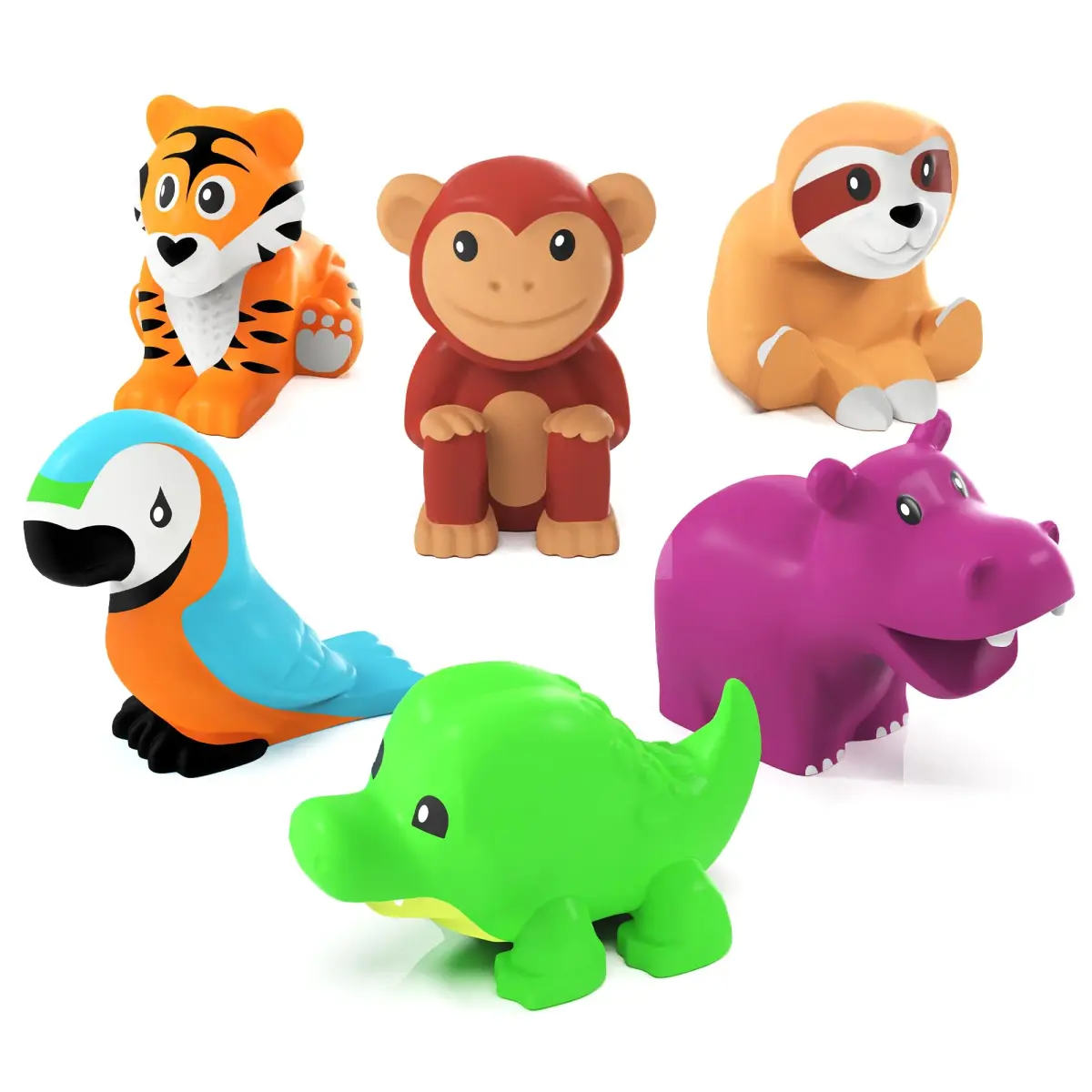 Tub Works® Rainforest™ Mold Free Bath Toys 6 Pack | Sealed, No Hole Design Keeps Moisture Out - main product image