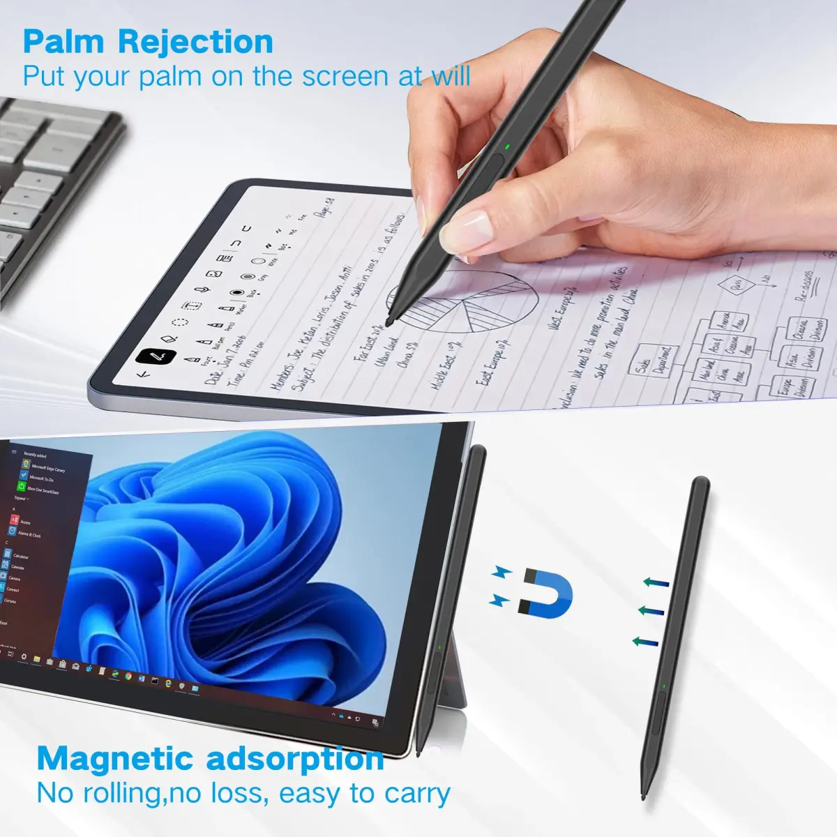 Milikilo Stylus Pen for Microsoft Surface Pro 11/10/9/8/X/7+/6/5/4, Go 4/3/2/1, Laptop 1-5, Studio 2 with Eraser & Tilt Function | 1024 Pressure Sensitivity - view 6
