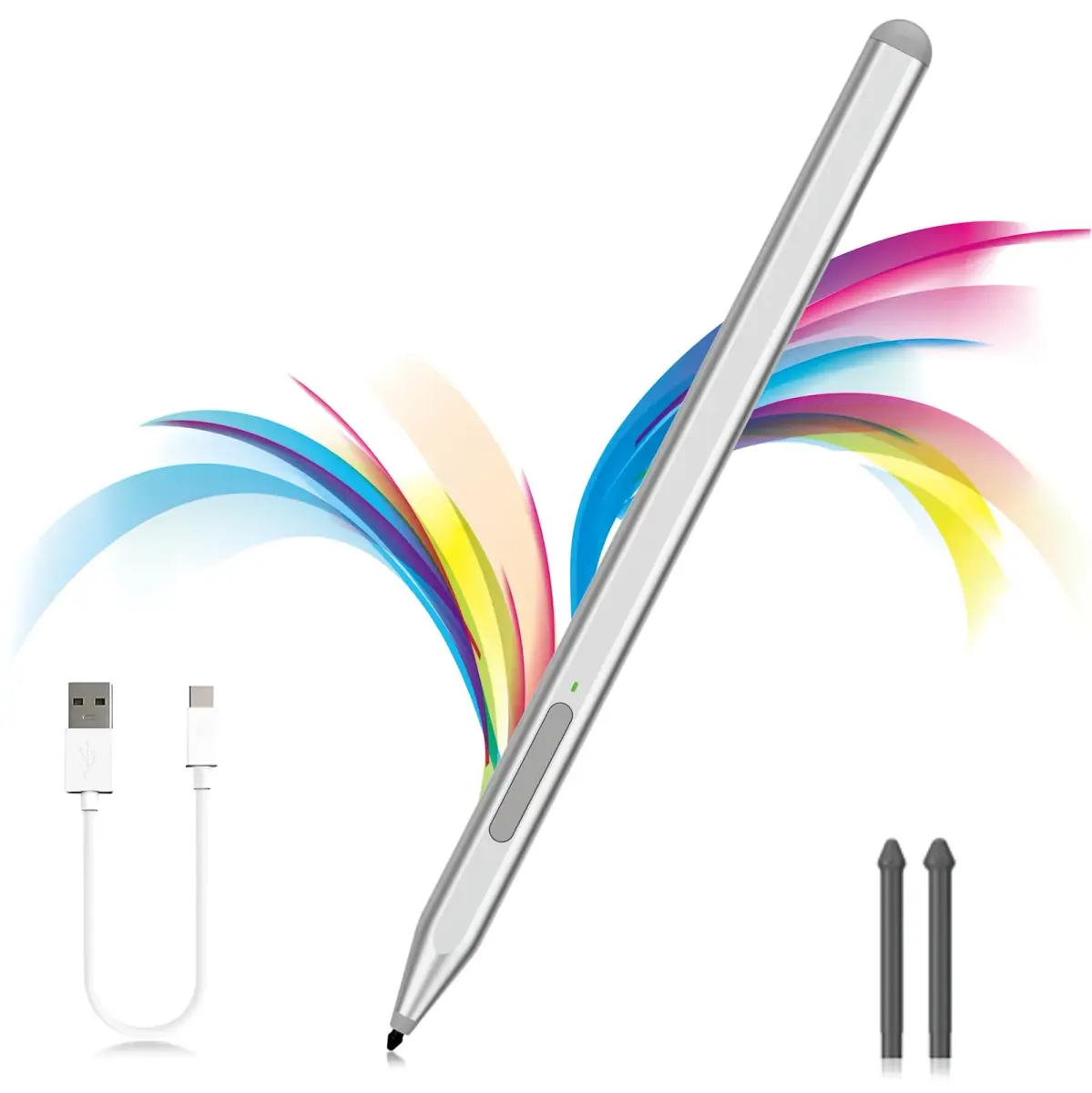Milikilo Stylus Pen for Microsoft Surface Pro, Go, Laptop, Studio, Book with Eraser, Palm Rejection, Tilt Function, 1024 Pressure | Silver - main product image