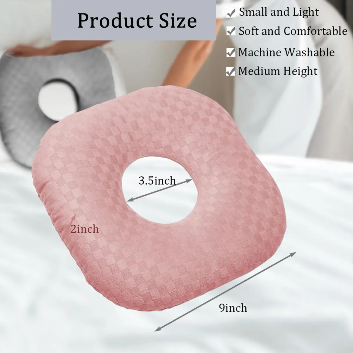 Wuronsa Ear Piercing Pillow with Hole | 22.86cm (9") Square - view 4