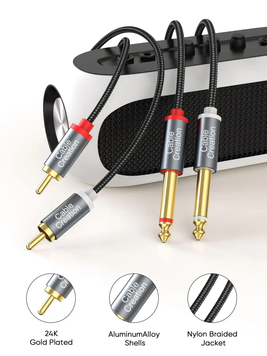 CableCreation RCA to 1/4 Cable 6FT | Dual 1/4 inch TS to RCA Audio Cord for Audio Devices - view 2