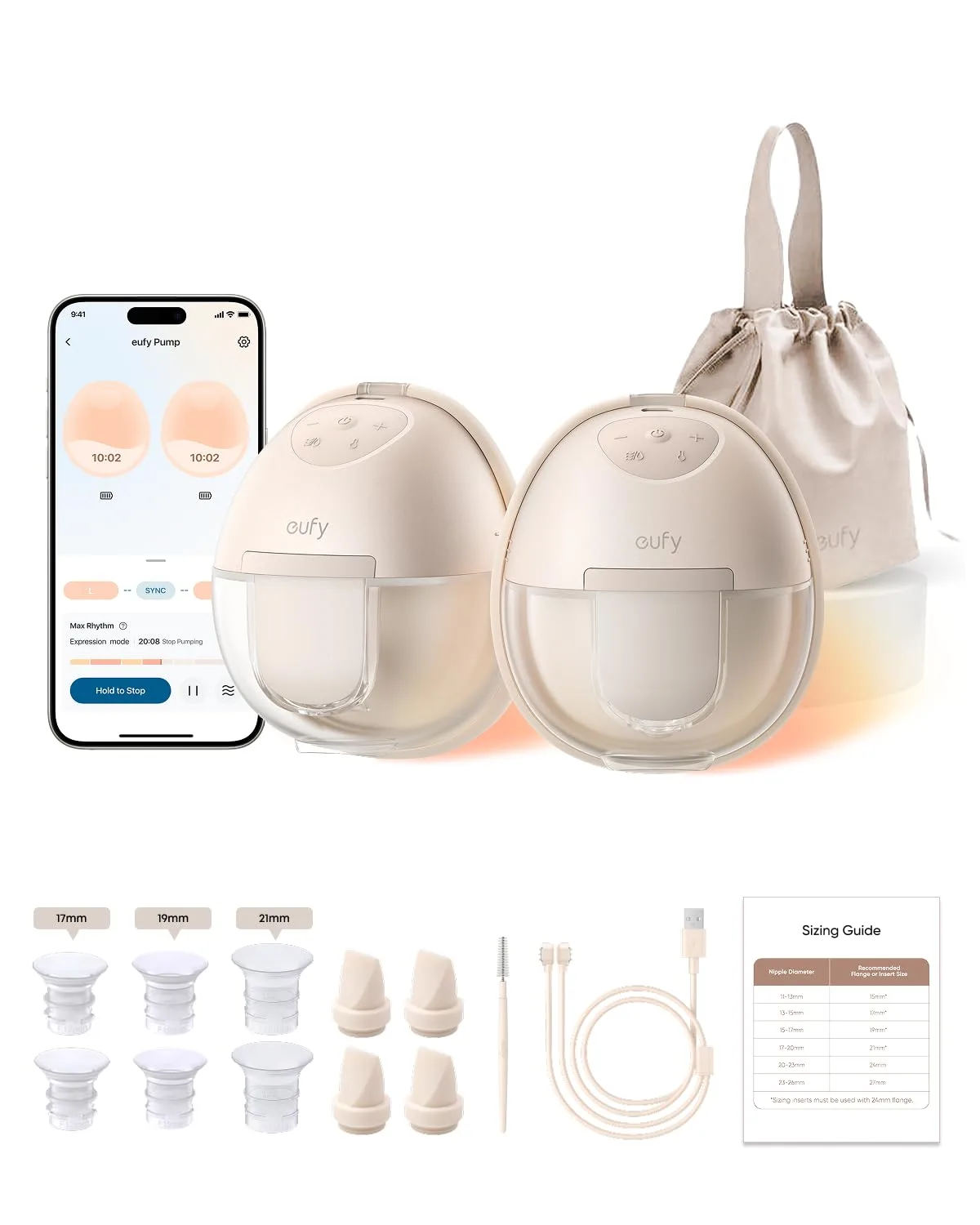 eufy Security Heated Wearable Breast Pump S1 with HeatFlow Tech, App-Controlled, 300 mmHg Suction, 46 dB Quiet - main product image
