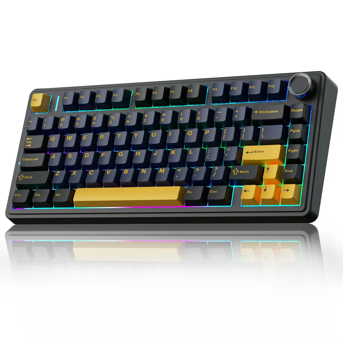 AULA F75 75% Wireless Mechanical Keyboard Hot Swappable Creamy Keyboard Cool Black | RGB Backlit Gaming Keyboard with 4000mAh Battery - main product image