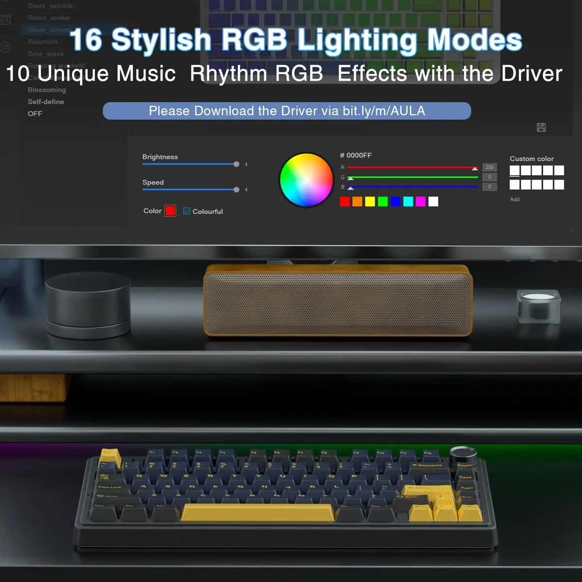 AULA F75 75% Wireless Mechanical Keyboard Hot Swappable Creamy Keyboard Cool Black | RGB Backlit Gaming Keyboard with 4000mAh Battery - view 5