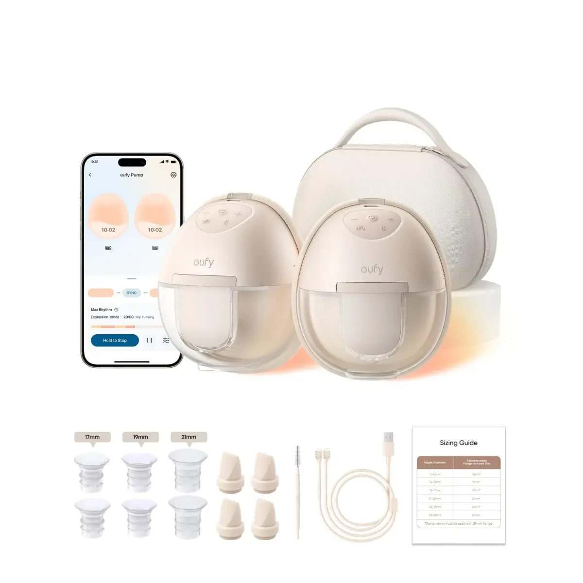 eufy Security Heated Wearable Breast Pump S1 Pro with Charging Case | 300 mmHg Suction, 46dB Quiet, BPA-Free - main product image
