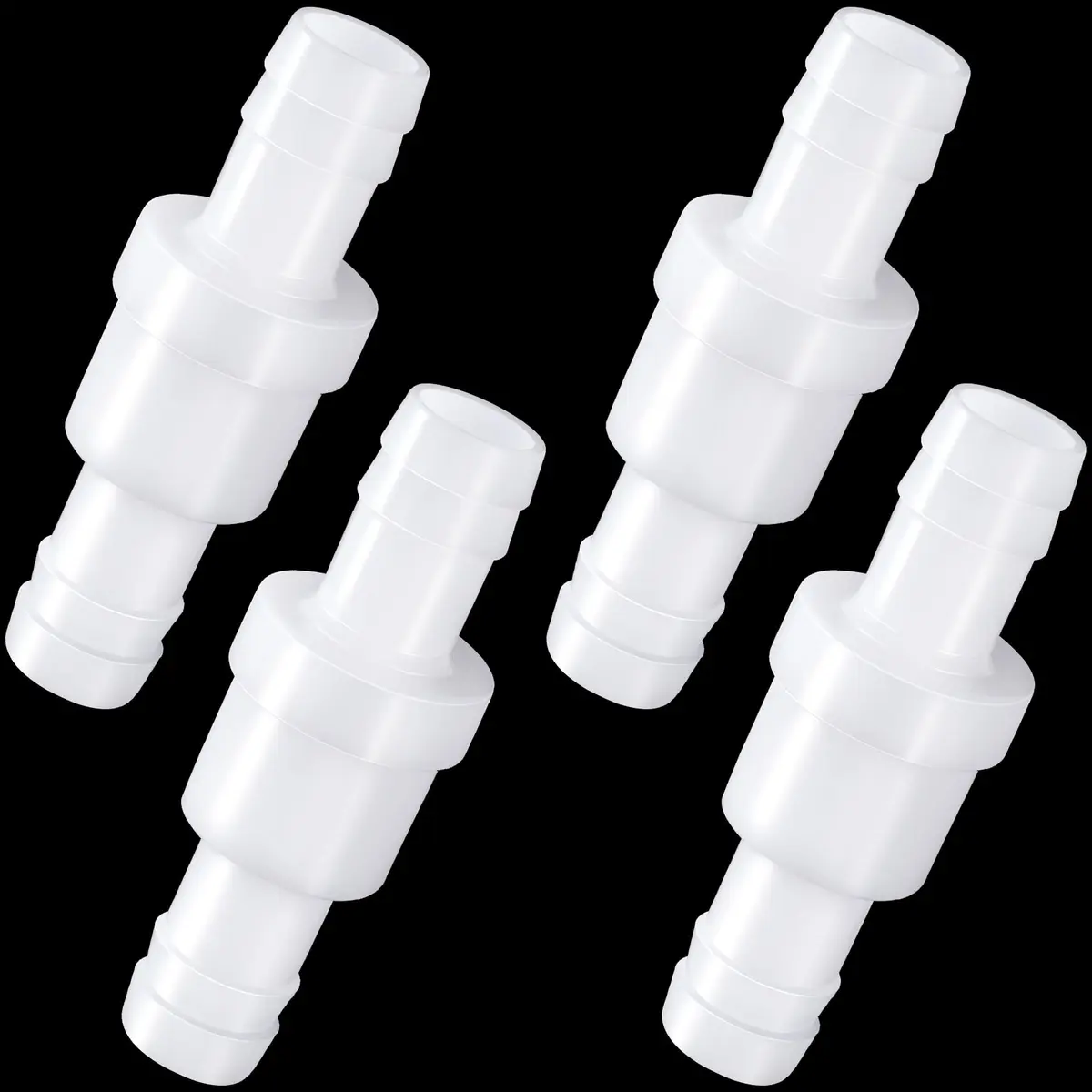 PAGOW 4 Pack 1/2" (12mm) PVDF One-Way Check Valve | Fuel Gas Liquid Air, Hydraulic Pneumatic Systems - main product image