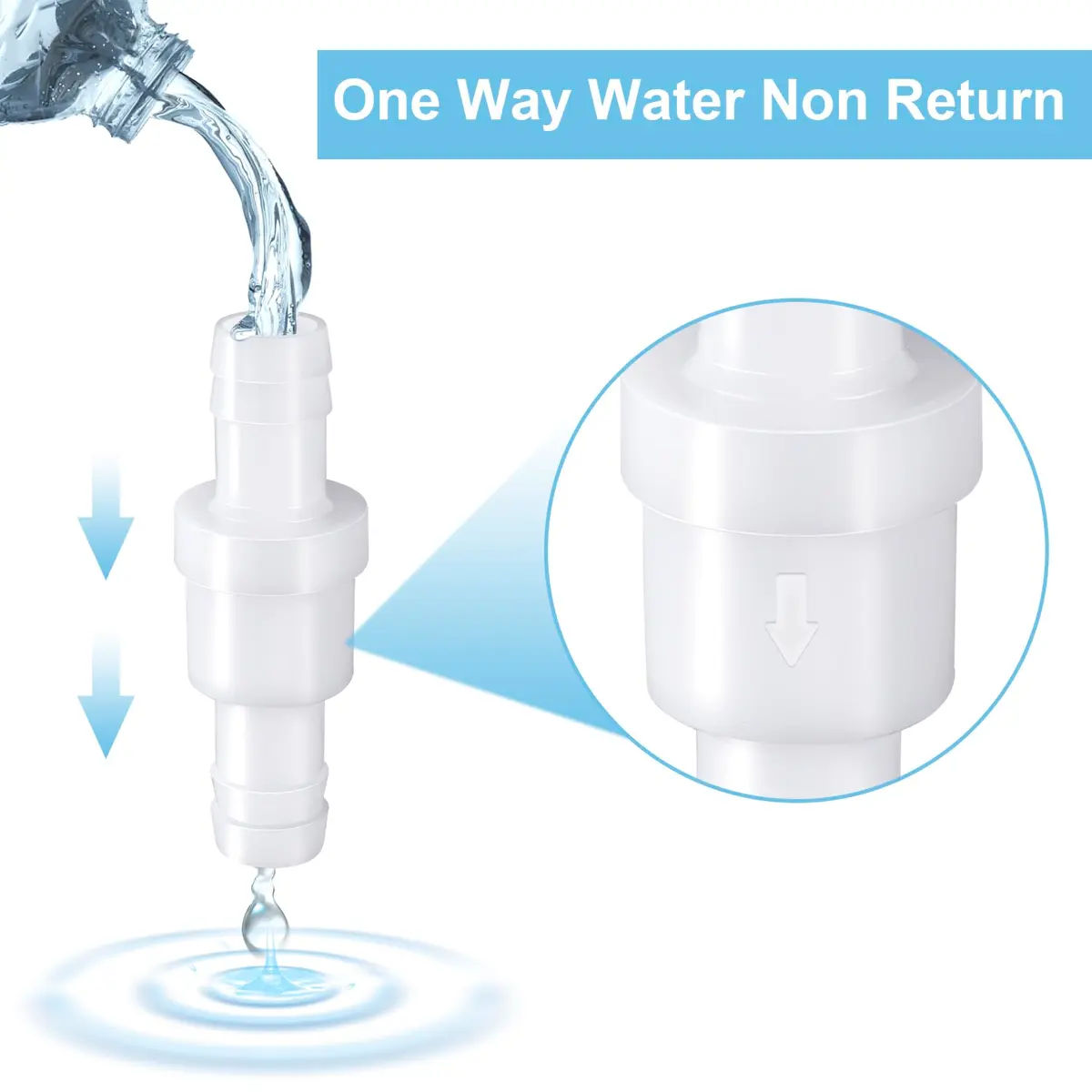 PAGOW 4 Pack 1/2" (12mm) PVDF One-Way Check Valve | Fuel Gas Liquid Air, Hydraulic Pneumatic Systems - view 3