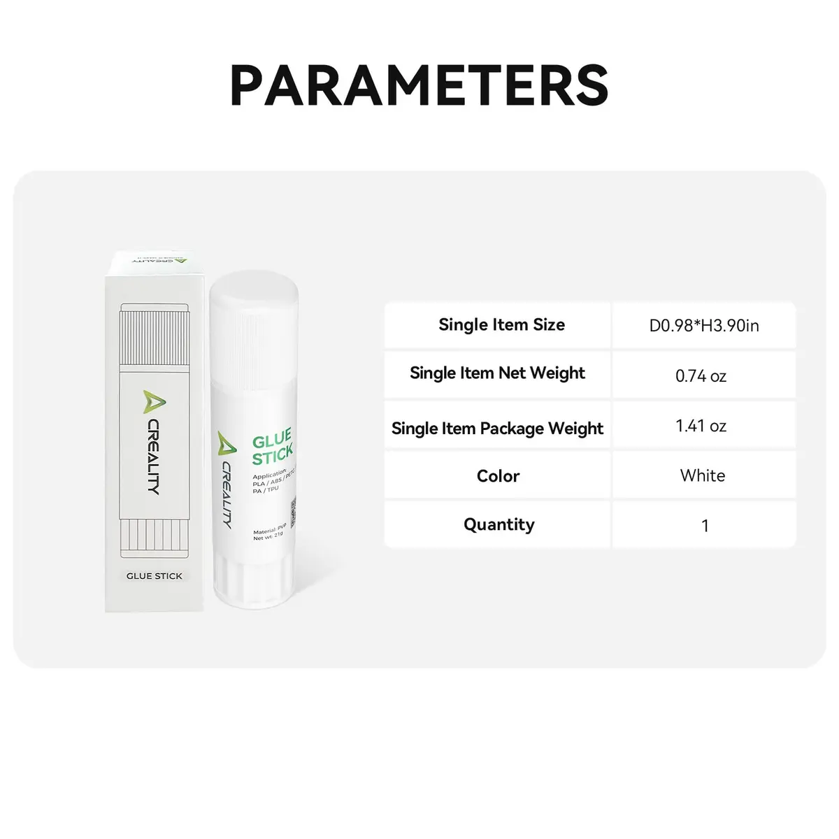 Creality 3D Printer Glue Stick for Hot Bed Warping | Reliable Adhesive for PLA/ABS/PETG (D0.98*H3.90in, 0.74oz) - view 7