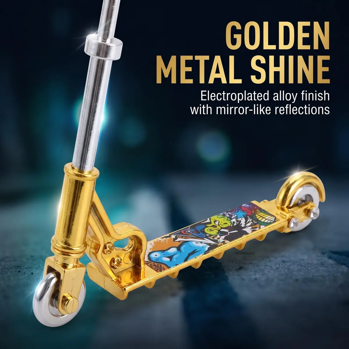 Galepromot Gold Mini Two Wheel Tiny Fingerboard Scooters | Finger Skateboards & Finger Bikes for Finger Training - view 9