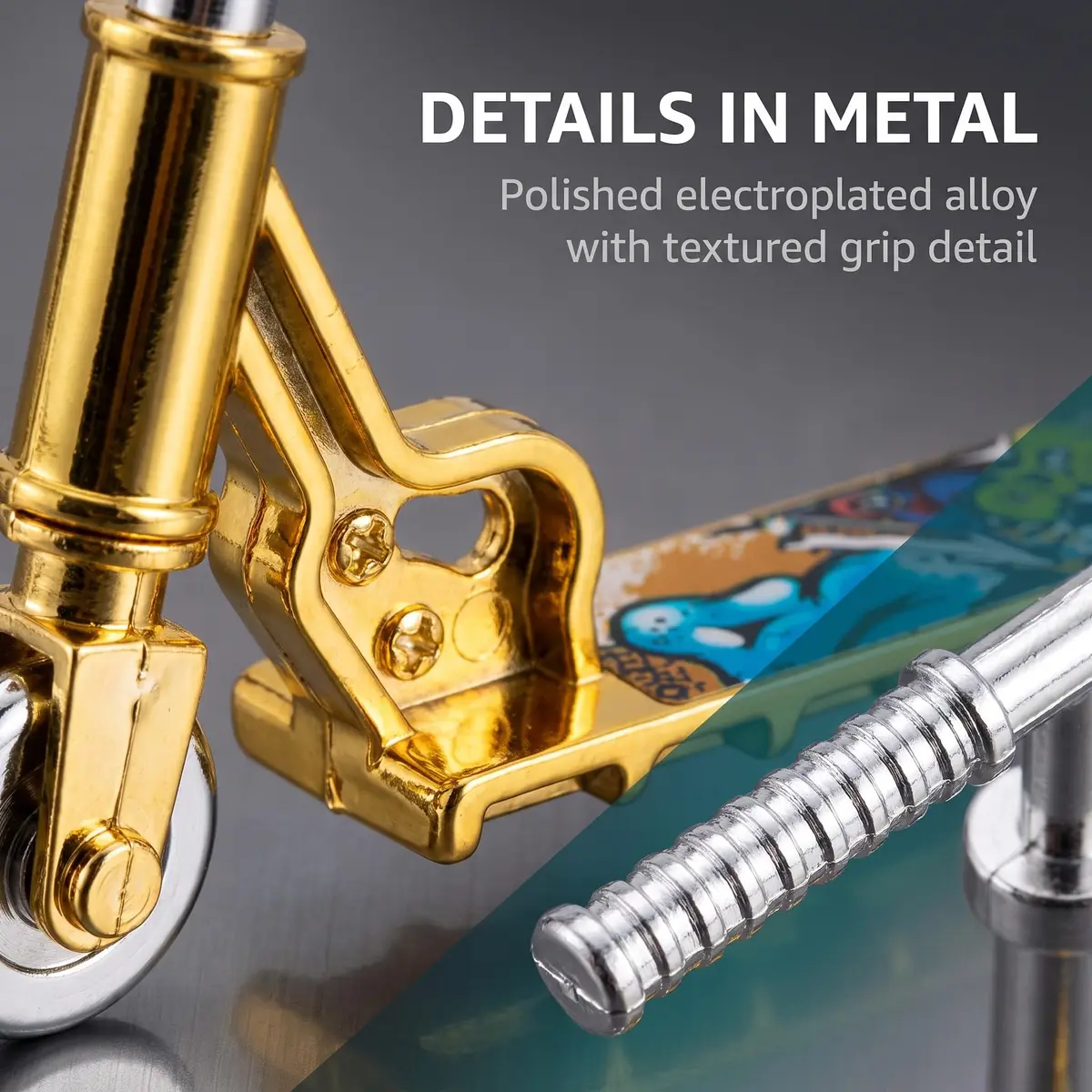 Galepromot Gold Mini Two Wheel Tiny Fingerboard Scooters | Finger Skateboards & Finger Bikes for Finger Training - view 5