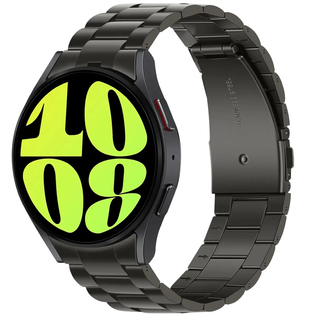 Anlinser No Gap Metal Band Compatible with Samsung Galaxy Watch 7/6/5/4/FE 40mm 44mm Graphite | Stainless Steel Strap - main product image