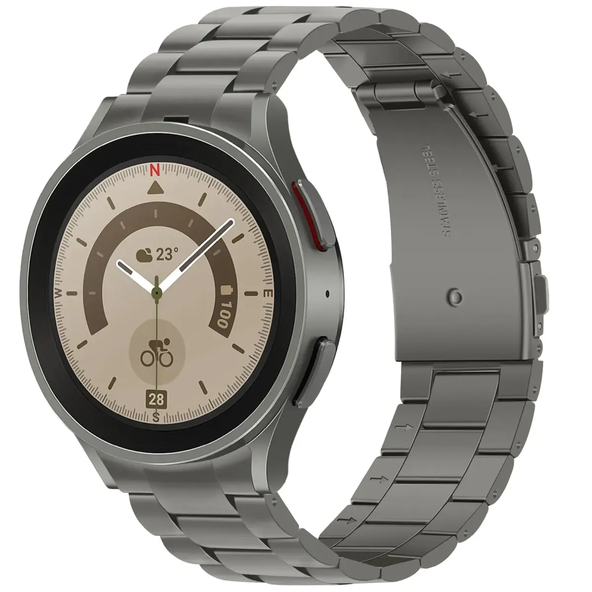 Anlinser Titanium Metal Watch Band for Samsung Galaxy Watch 7/6/5/4/FE 40mm 44mm | Adjustable Stainless Steel Strap - main product image