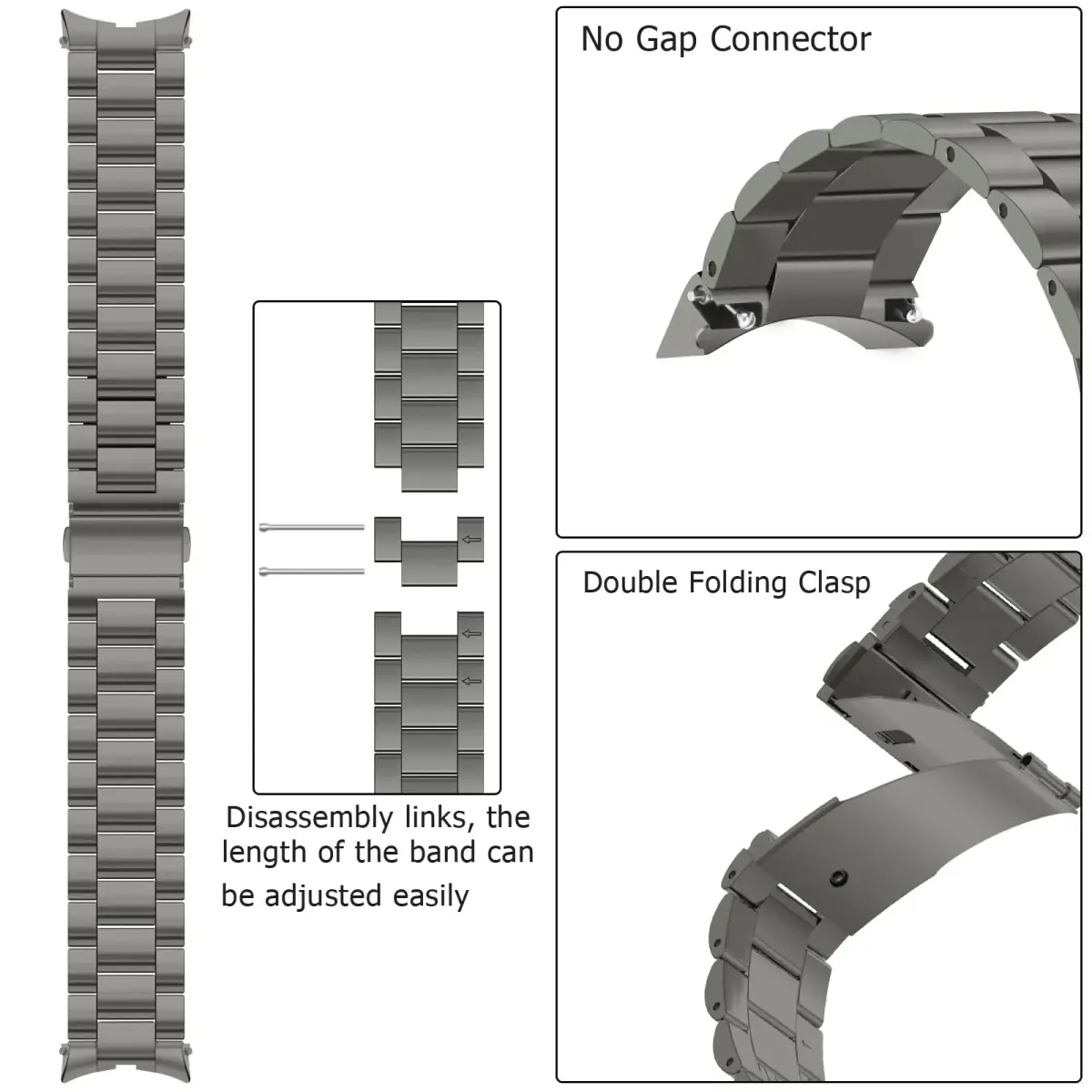 Anlinser Titanium Metal Watch Band for Samsung Galaxy Watch 7/6/5/4/FE 40mm 44mm | Adjustable Stainless Steel Strap - view 3